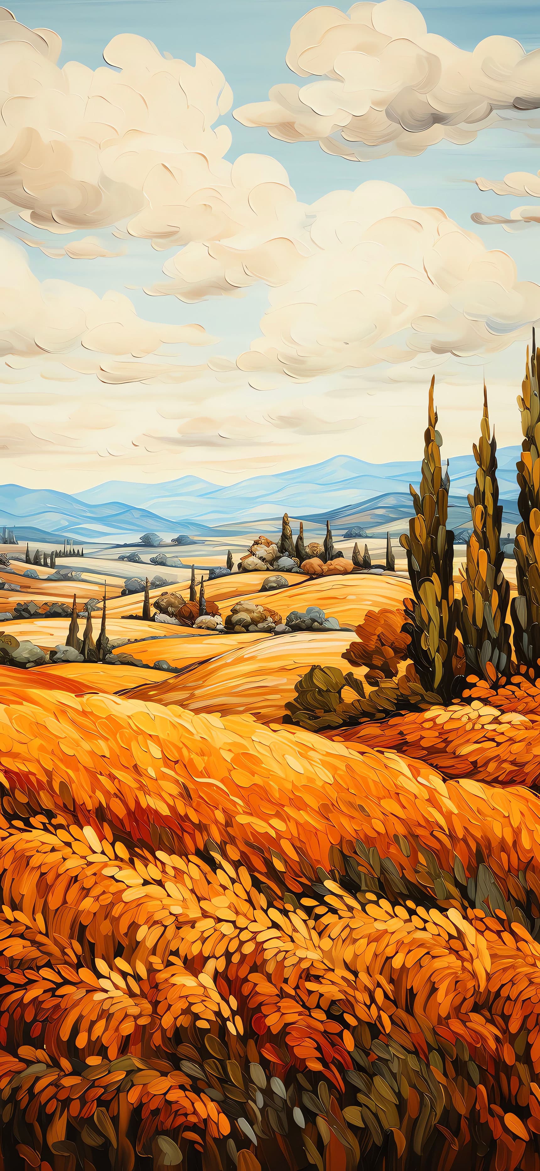 Tuscan Field Painting - Pro phone wallpaper