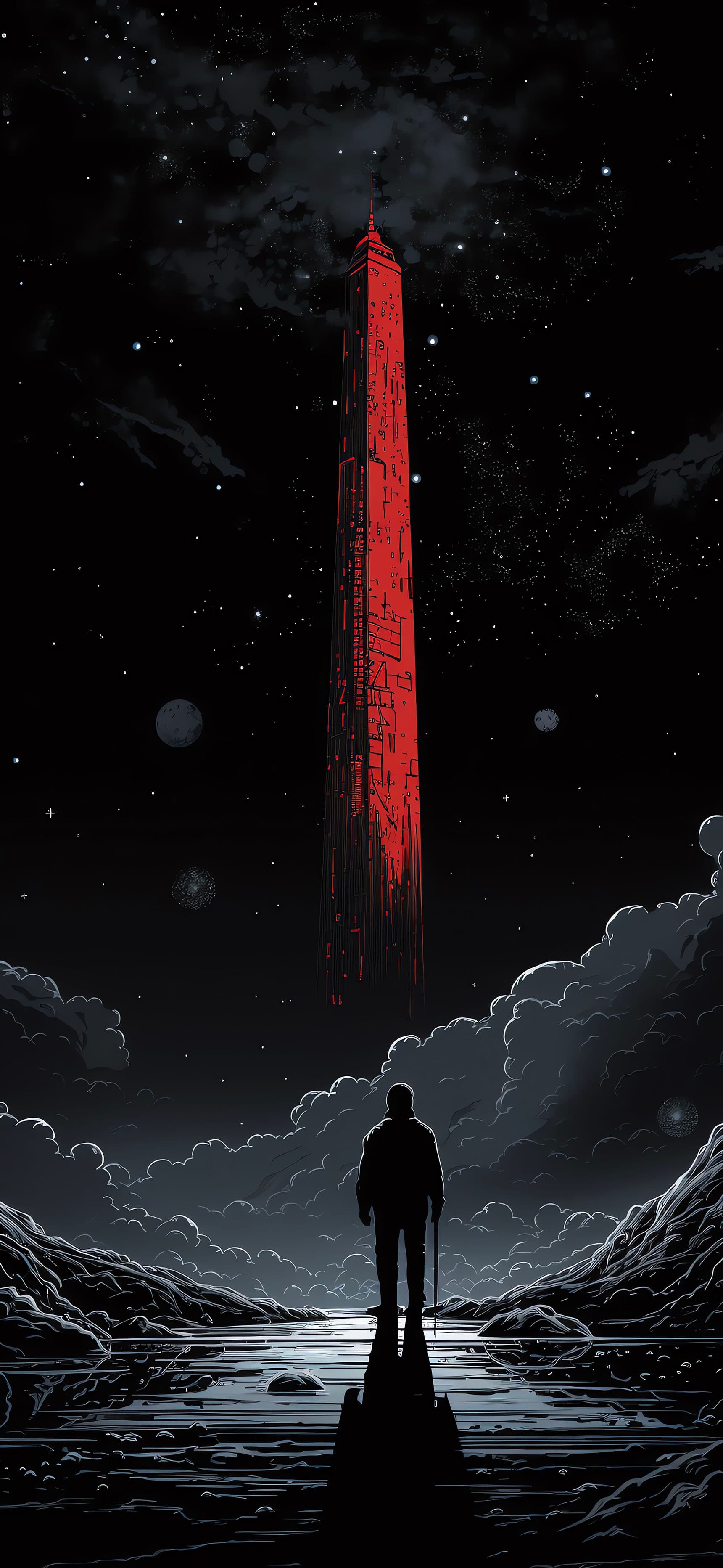 Crimson Tower Stargazer - Pro phone wallpaper