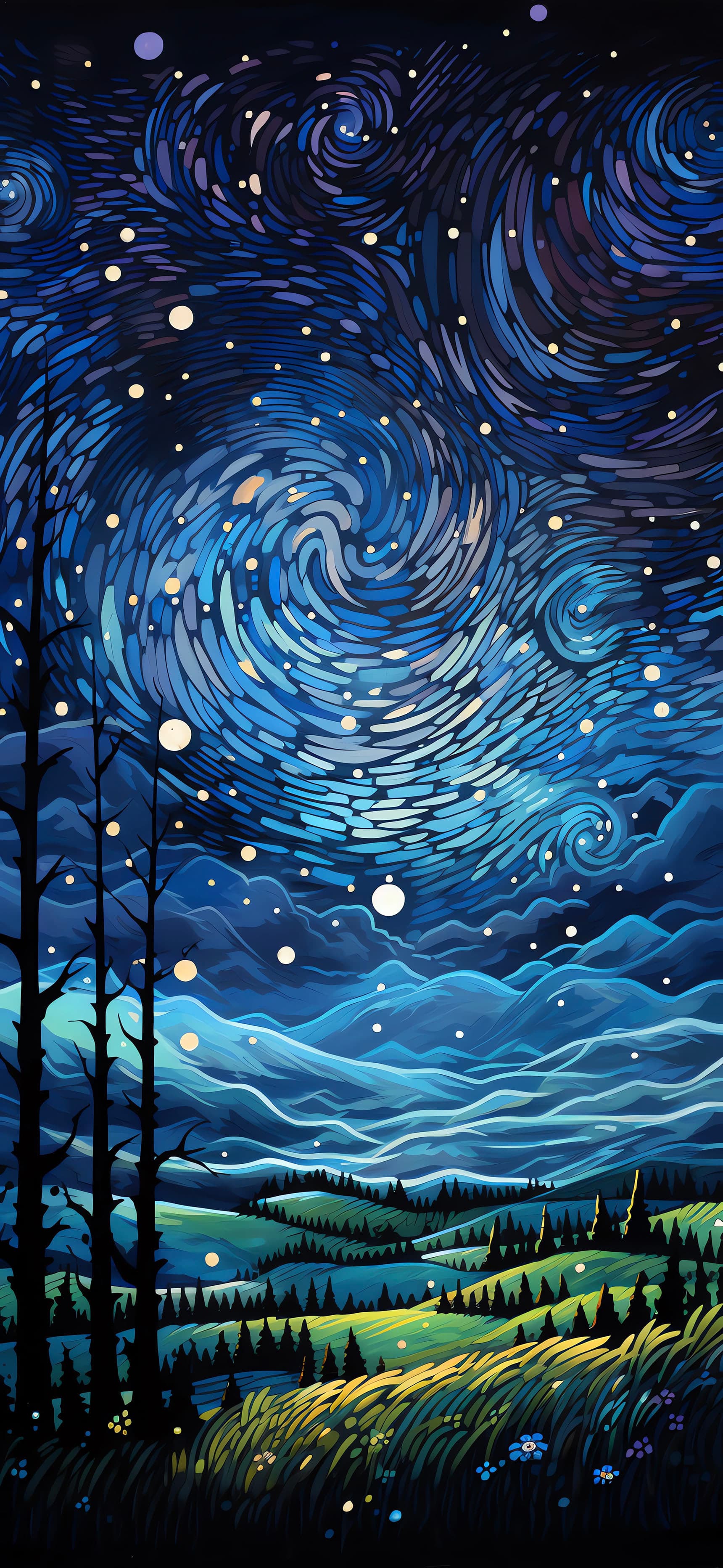 Starry Night Landscape - Pro phone wallpaper
