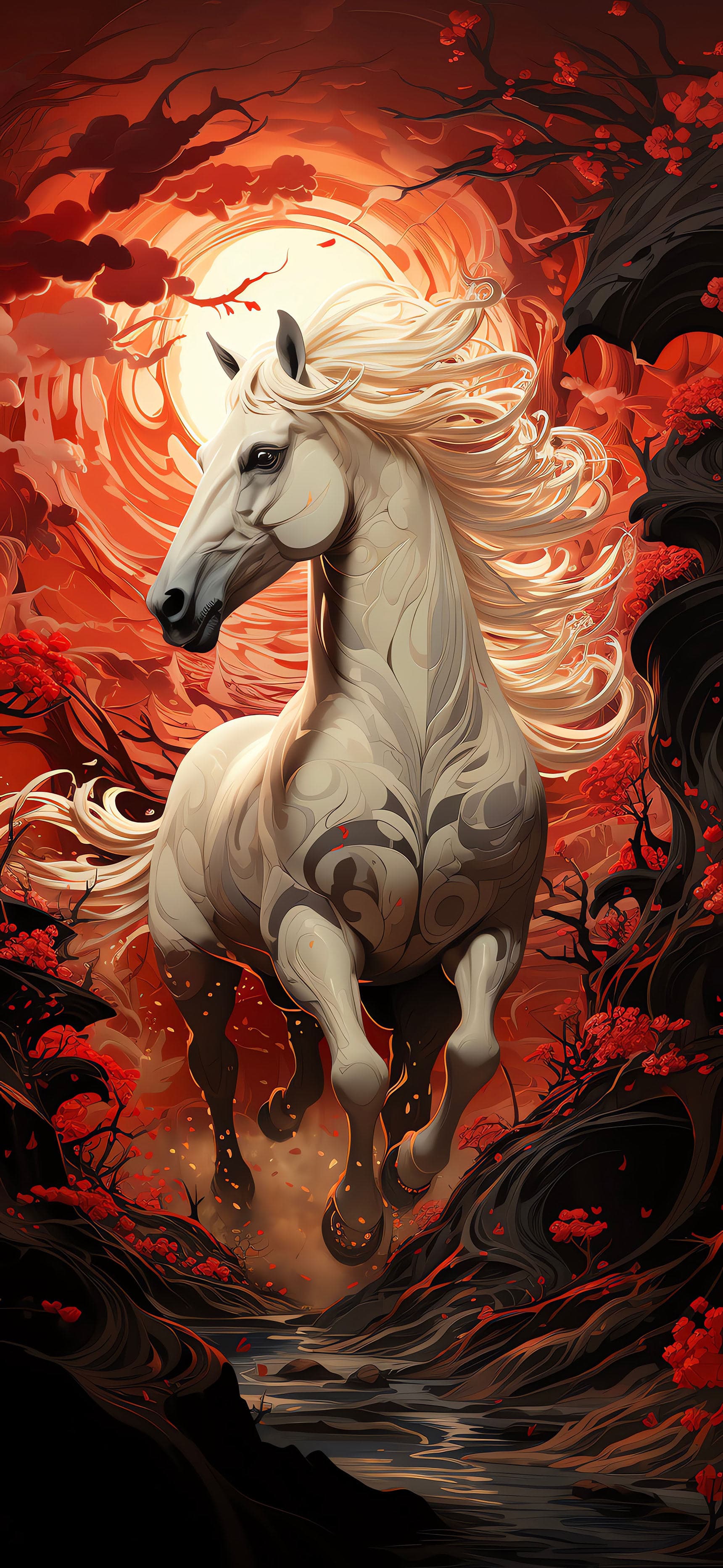 Ethereal Horse Scene - Pro phone wallpaper