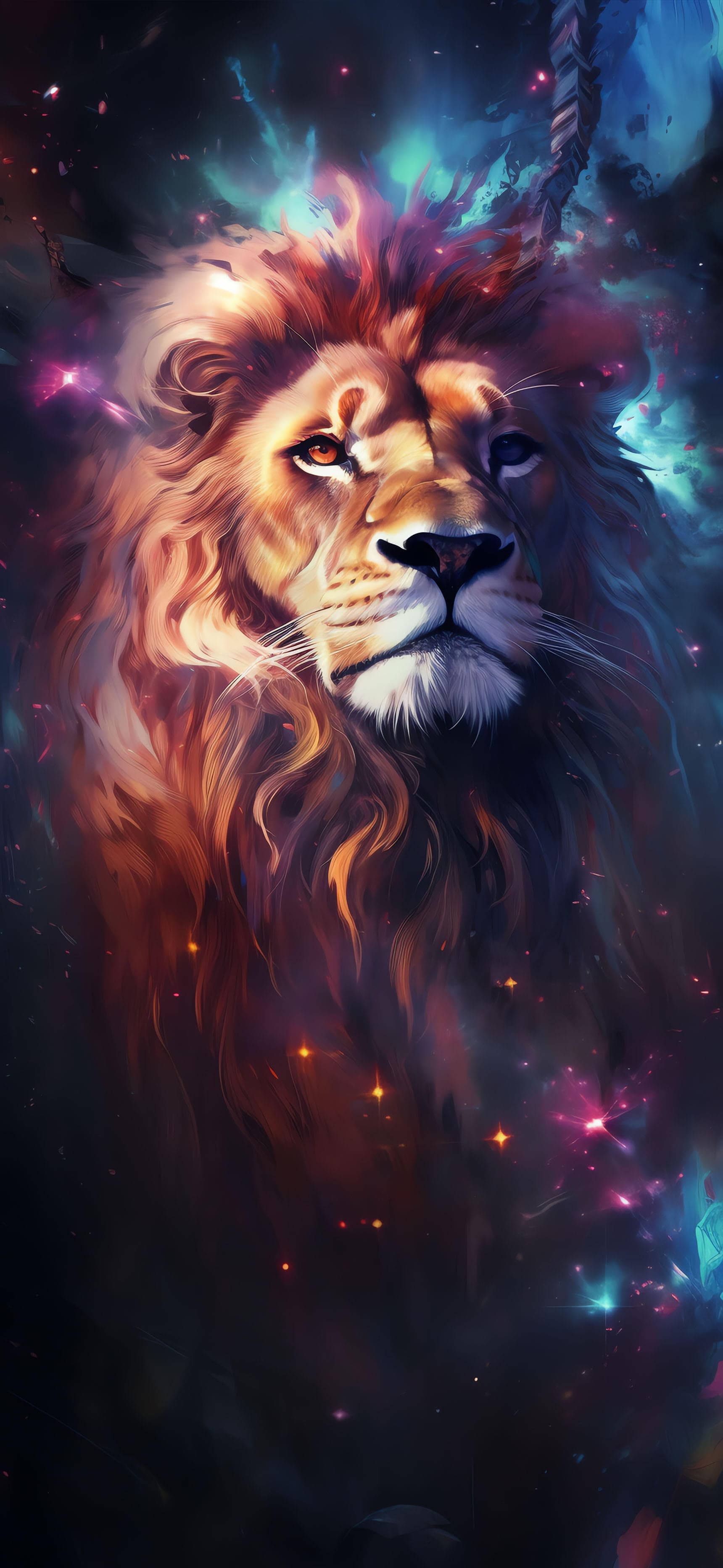 Cosmic Lion Majesty - Pro phone wallpaper