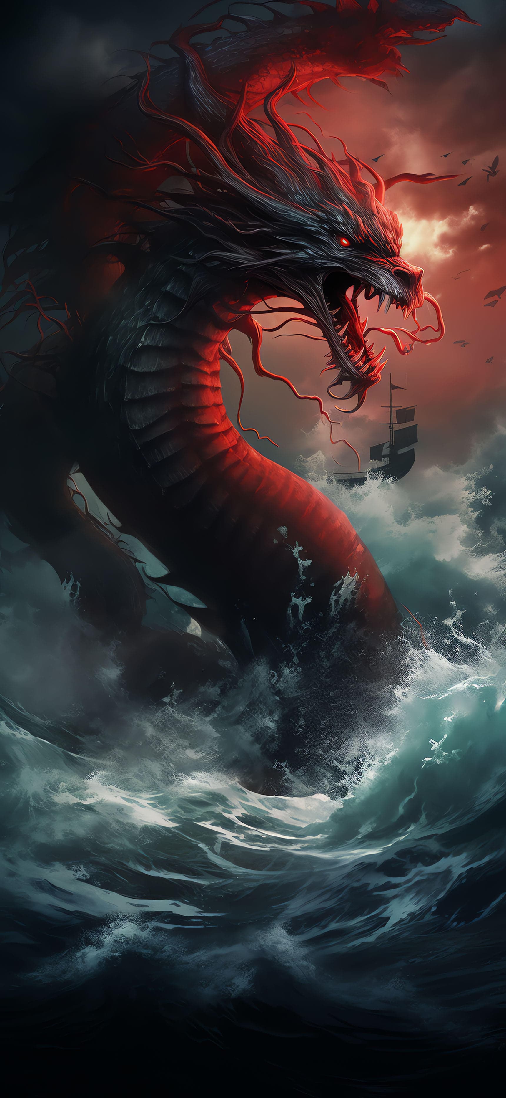 Sea Serpent Fury - Pro phone wallpaper