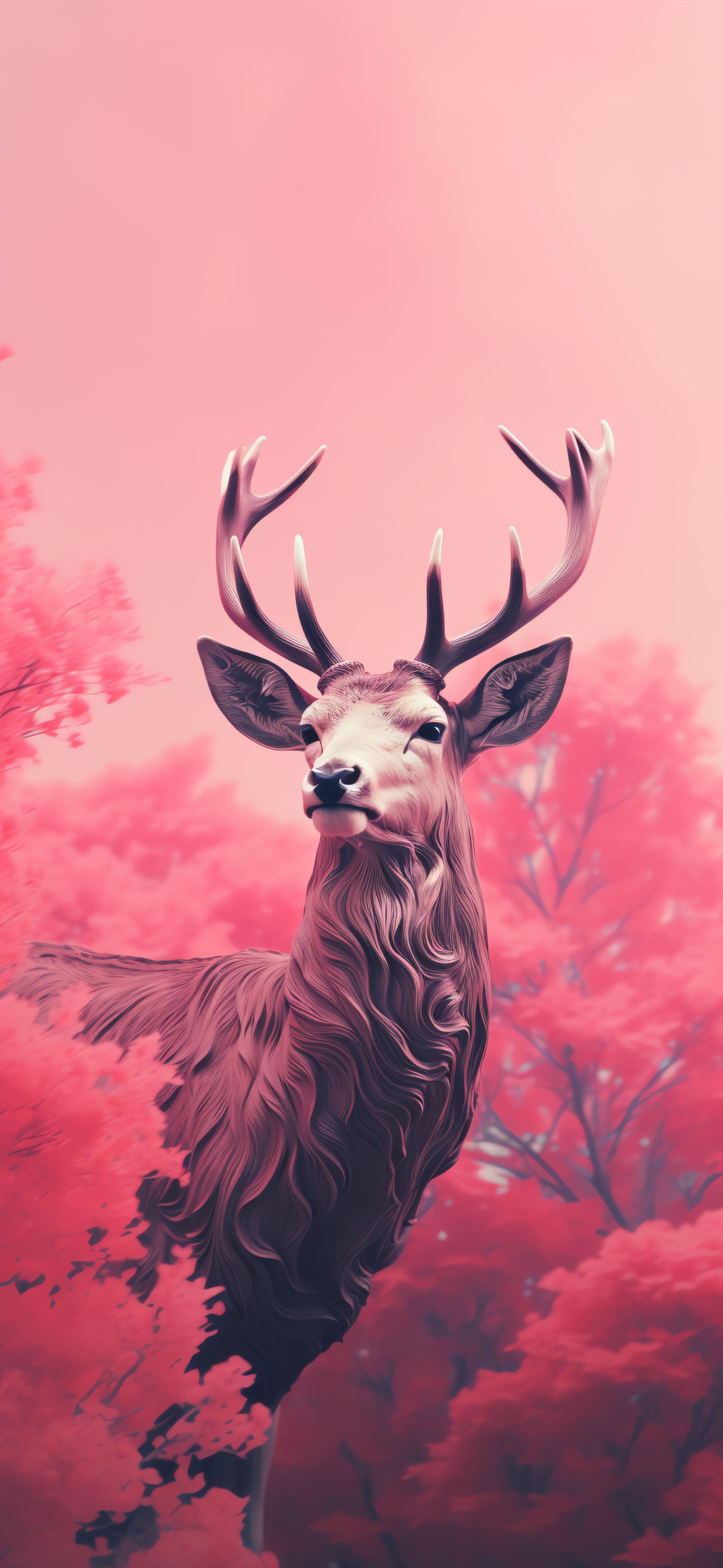 Pink Deer Portrait - Pro phone wallpaper