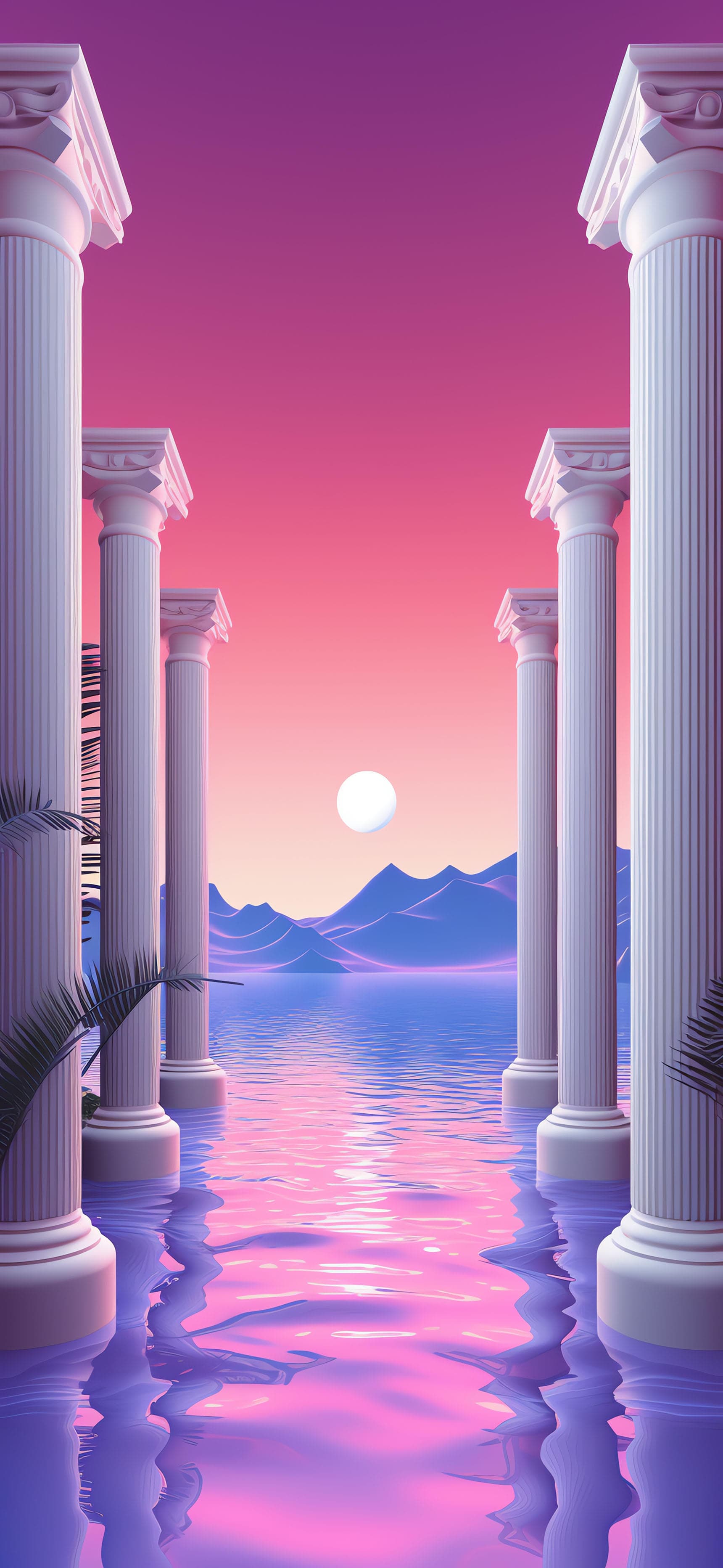 Synthwave Temple Vista - Pro phone wallpaper