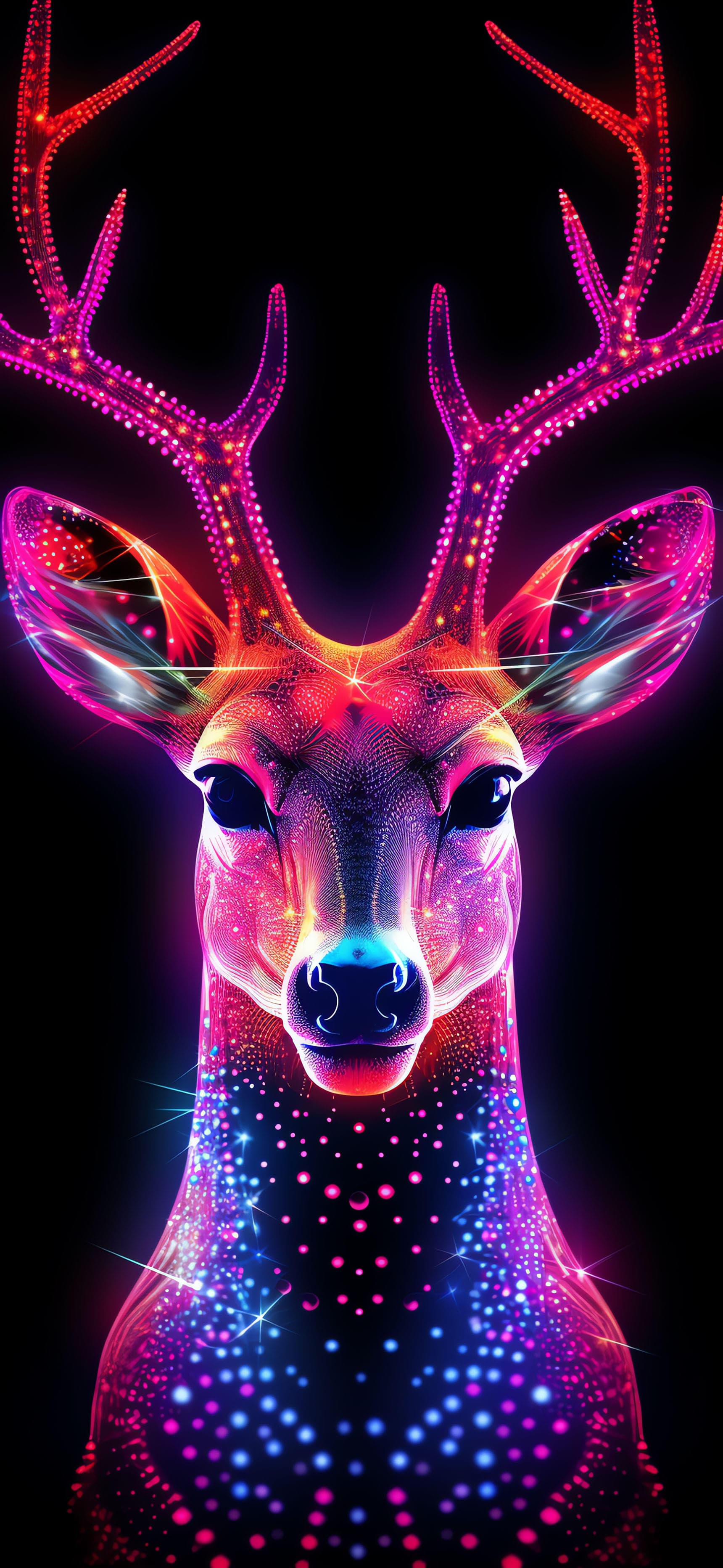 Neon Deer Portrait - Pro phone wallpaper