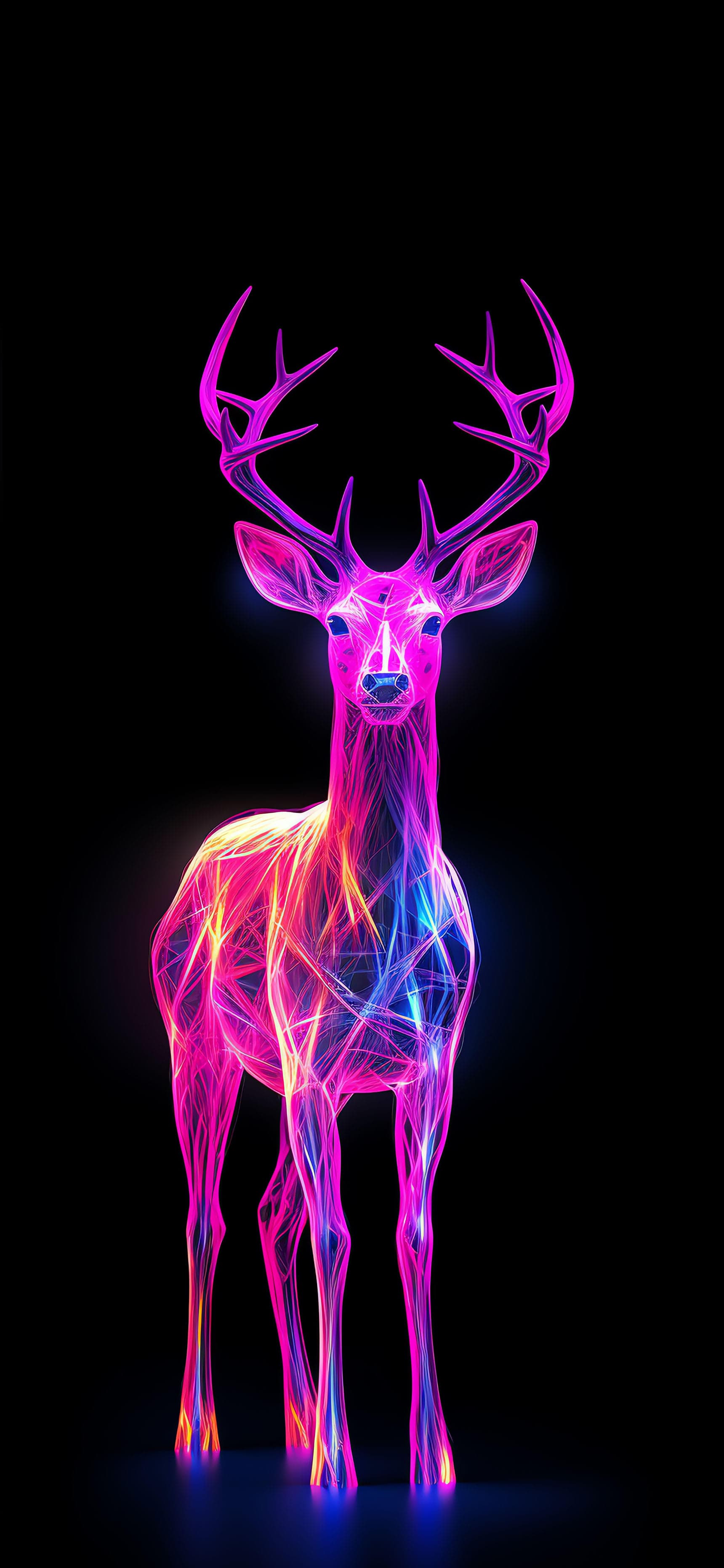 Neon Deer - Pro phone wallpaper