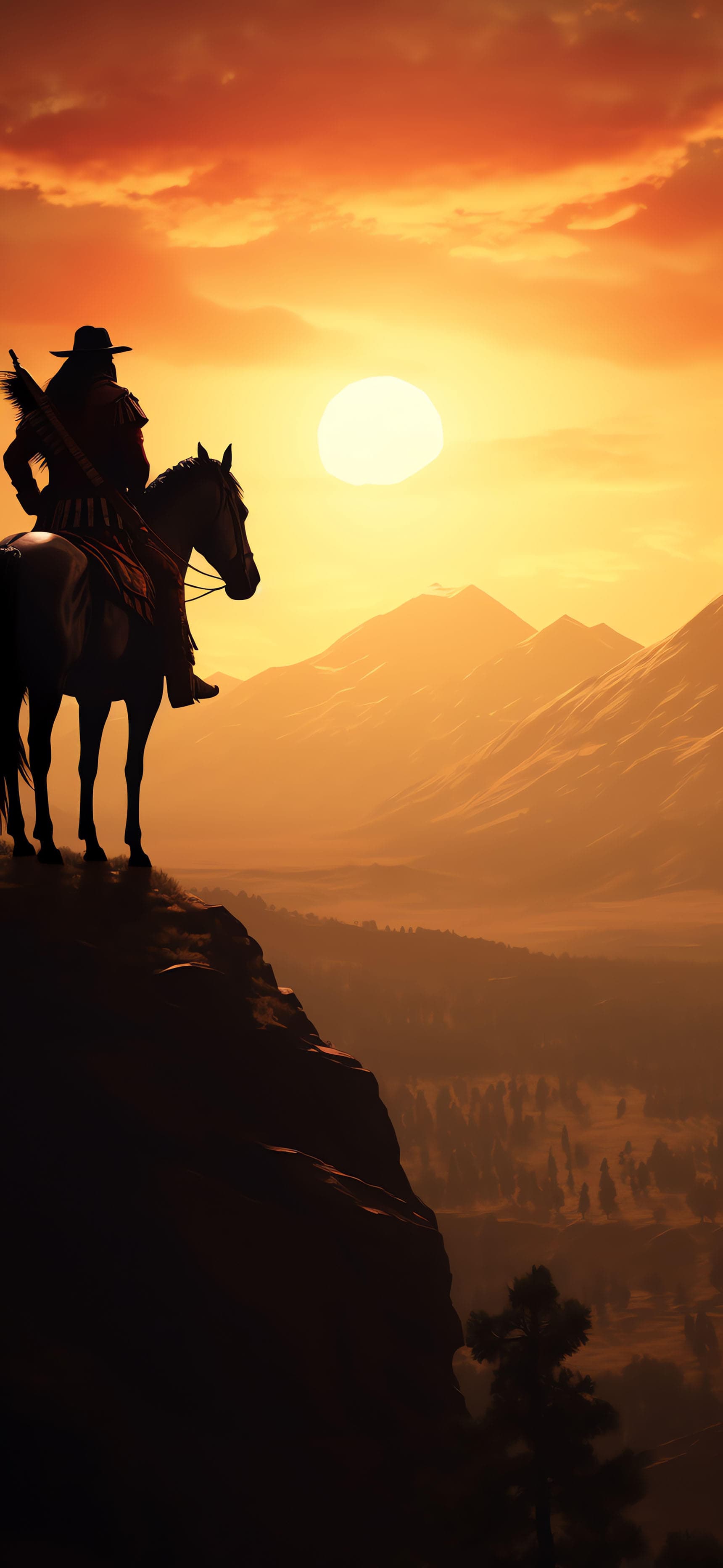 Western Sunset Rider - Pro phone wallpaper