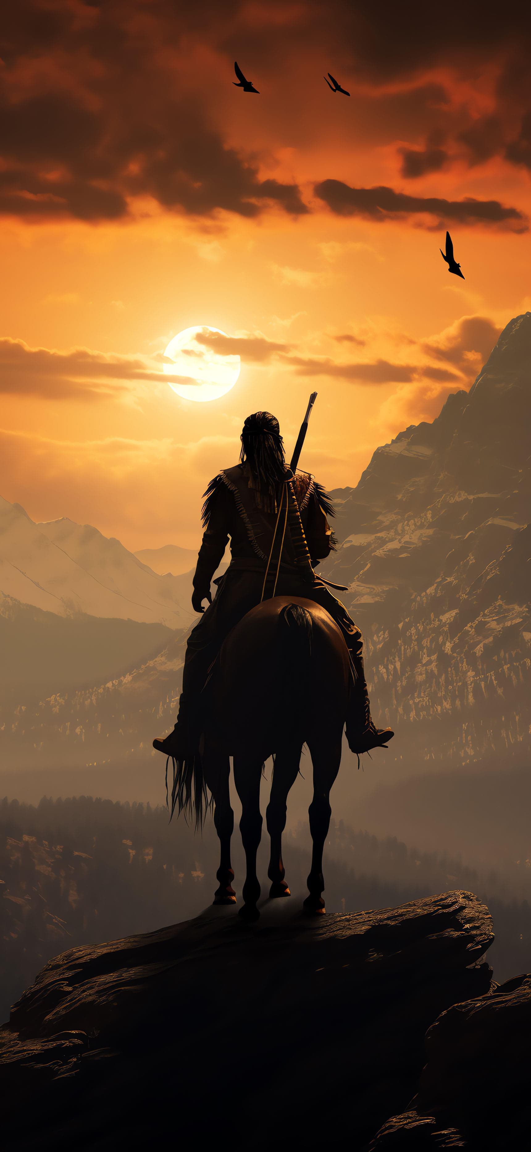 Western Rider Sunset - Pro phone wallpaper