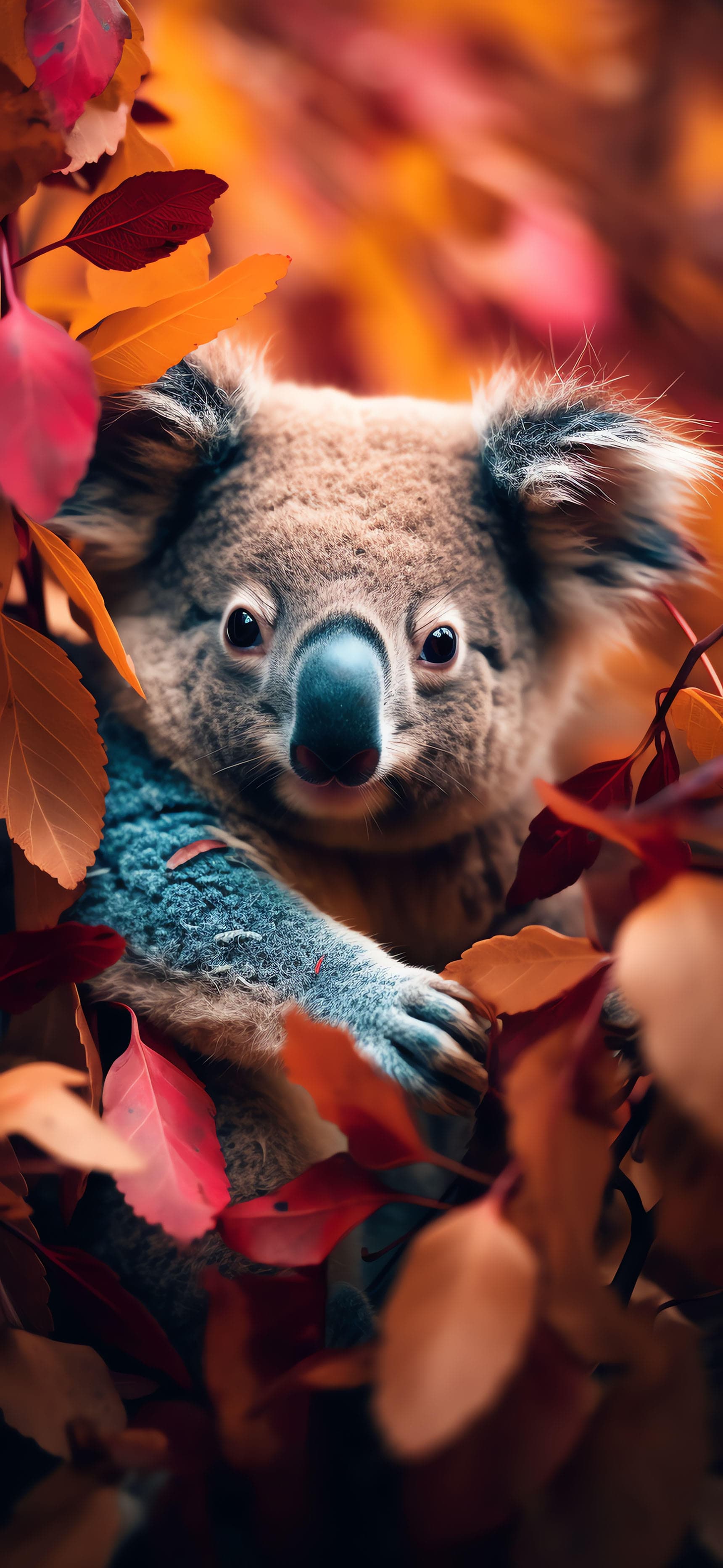 Koala Autumn Leaves - Pro phone wallpaper