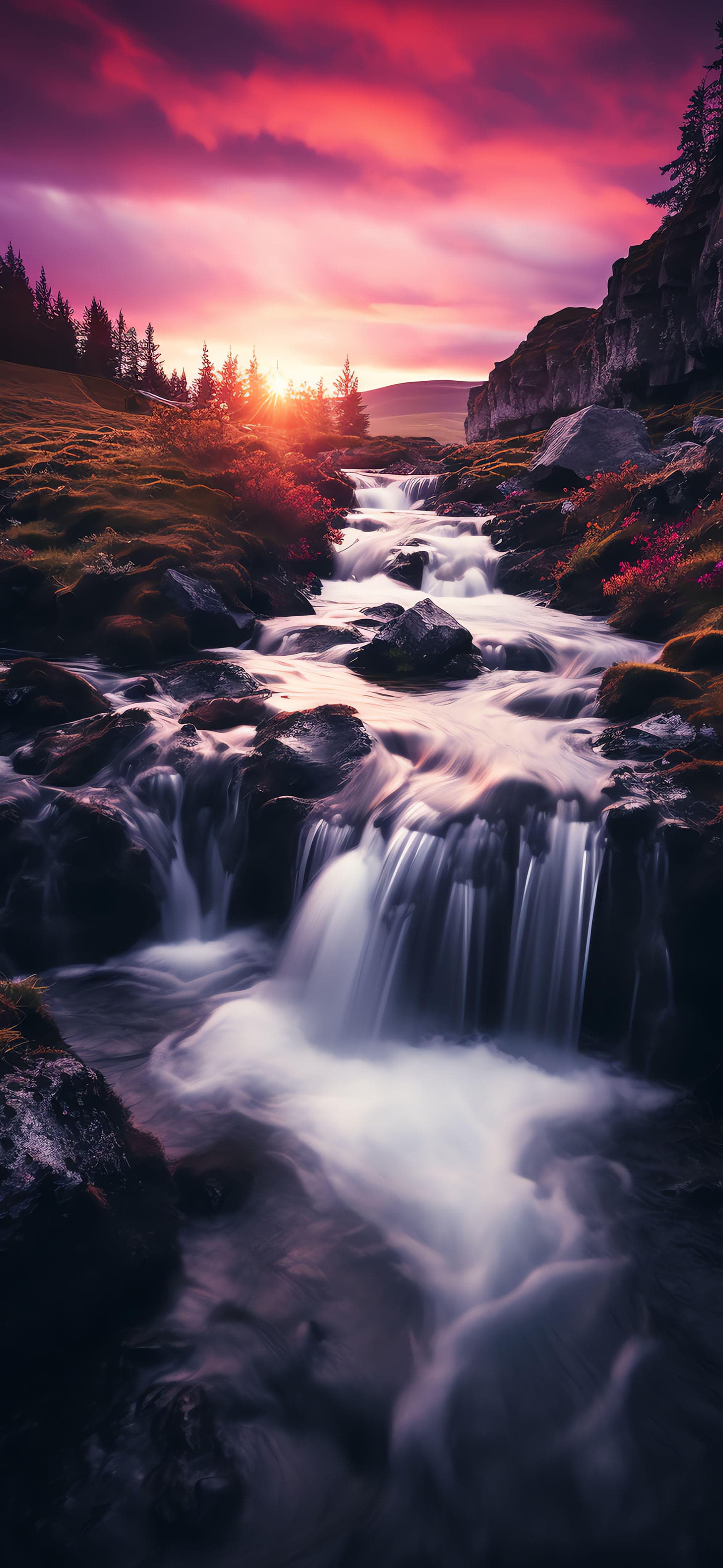 Crimson Waterfall - Pro phone wallpaper