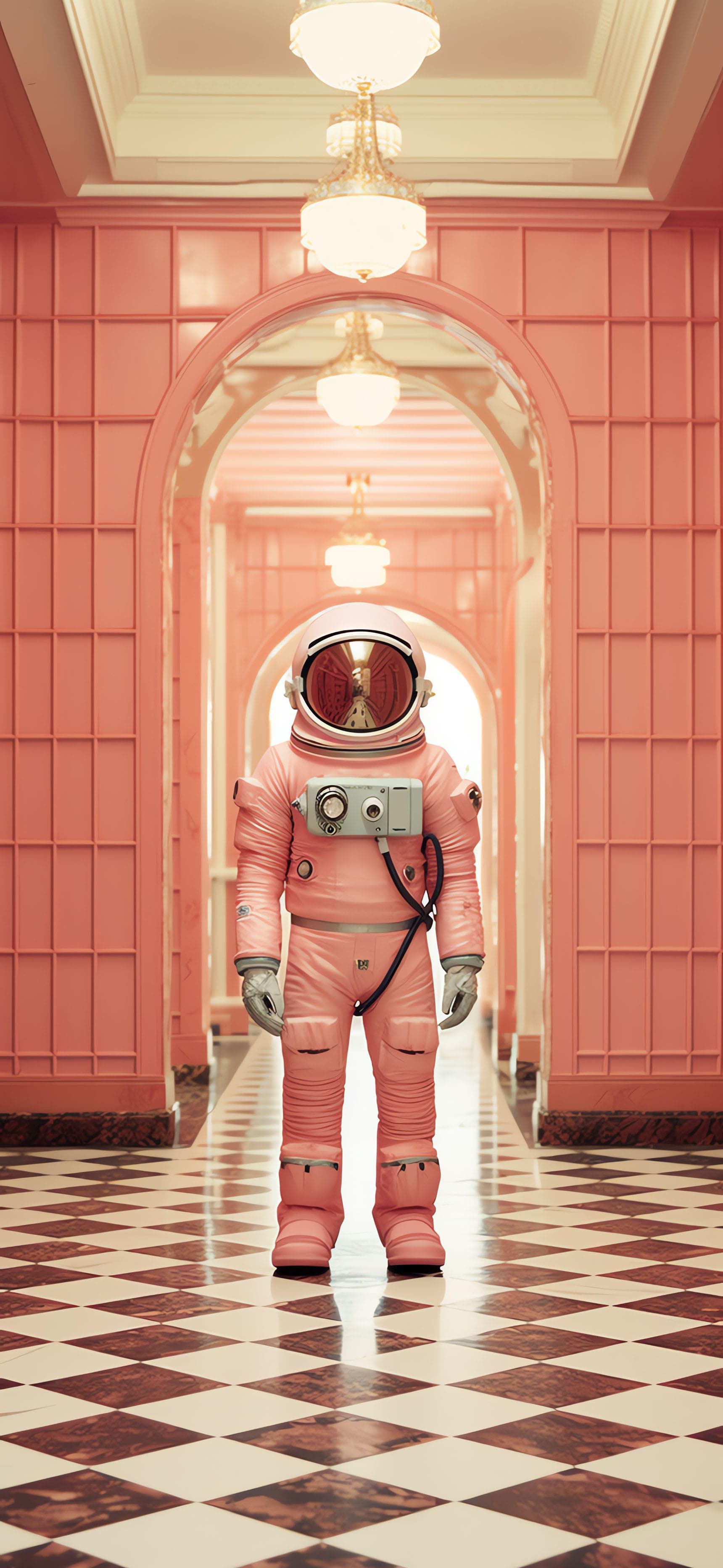 Astronaut Pink Hallway - Pro phone wallpaper