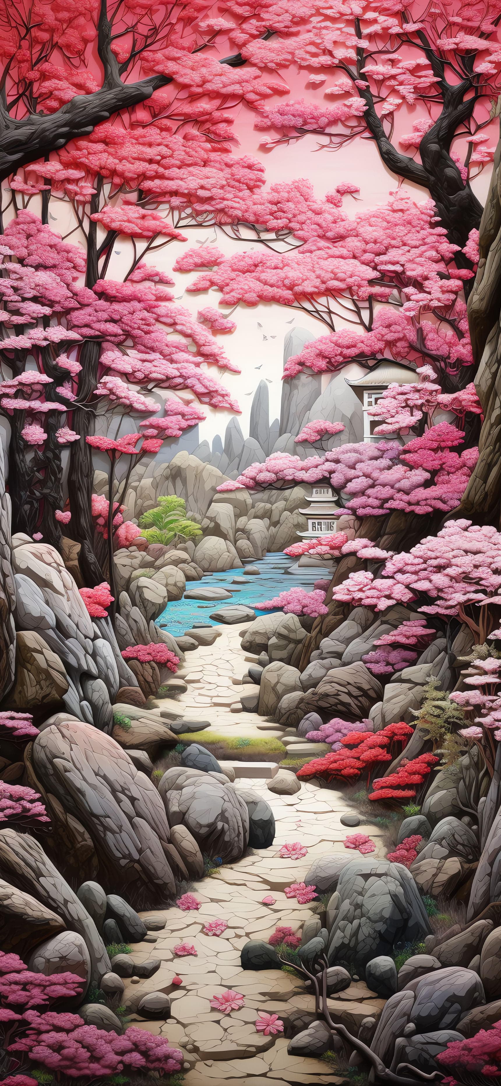 Cherry Blossom Path - Pro phone wallpaper