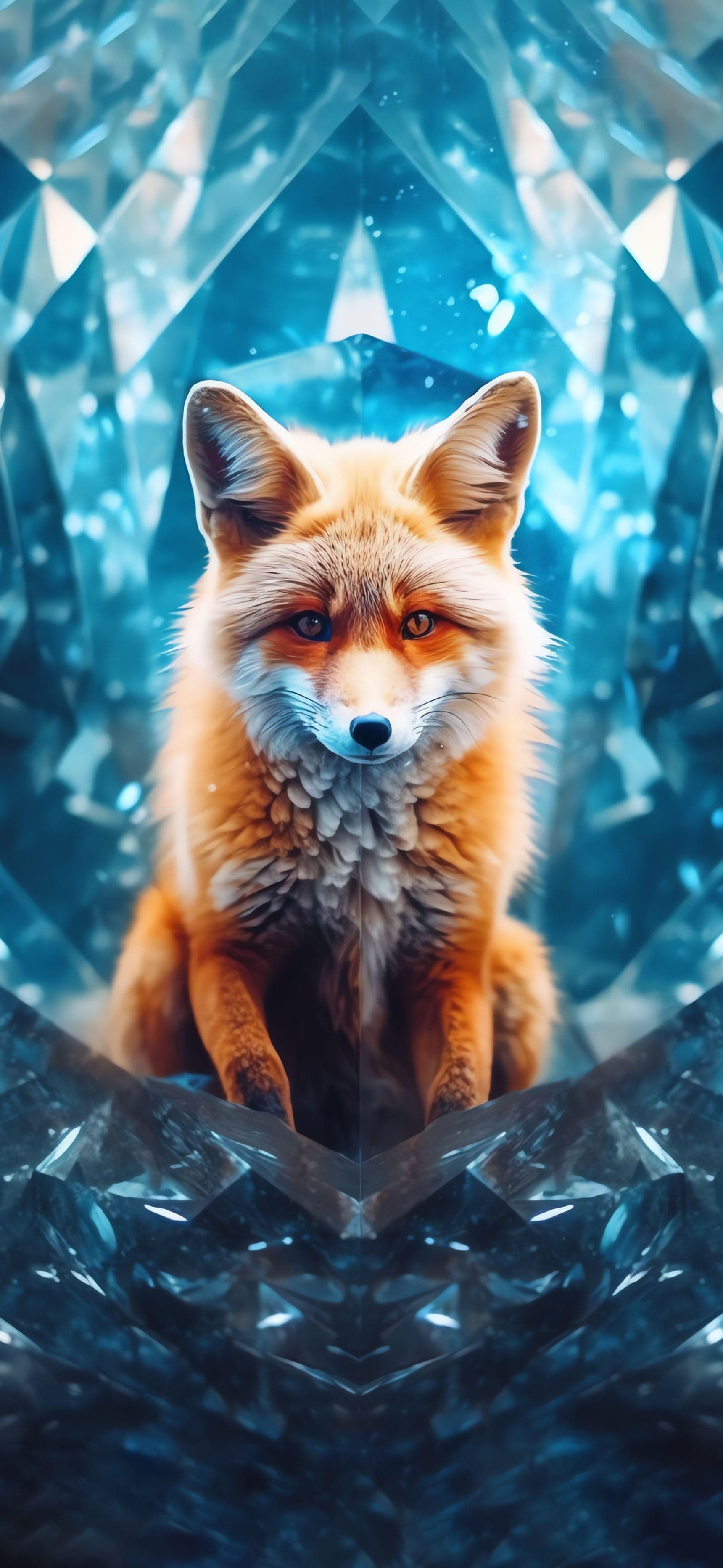 Fox Crystal Geometry - Pro phone wallpaper
