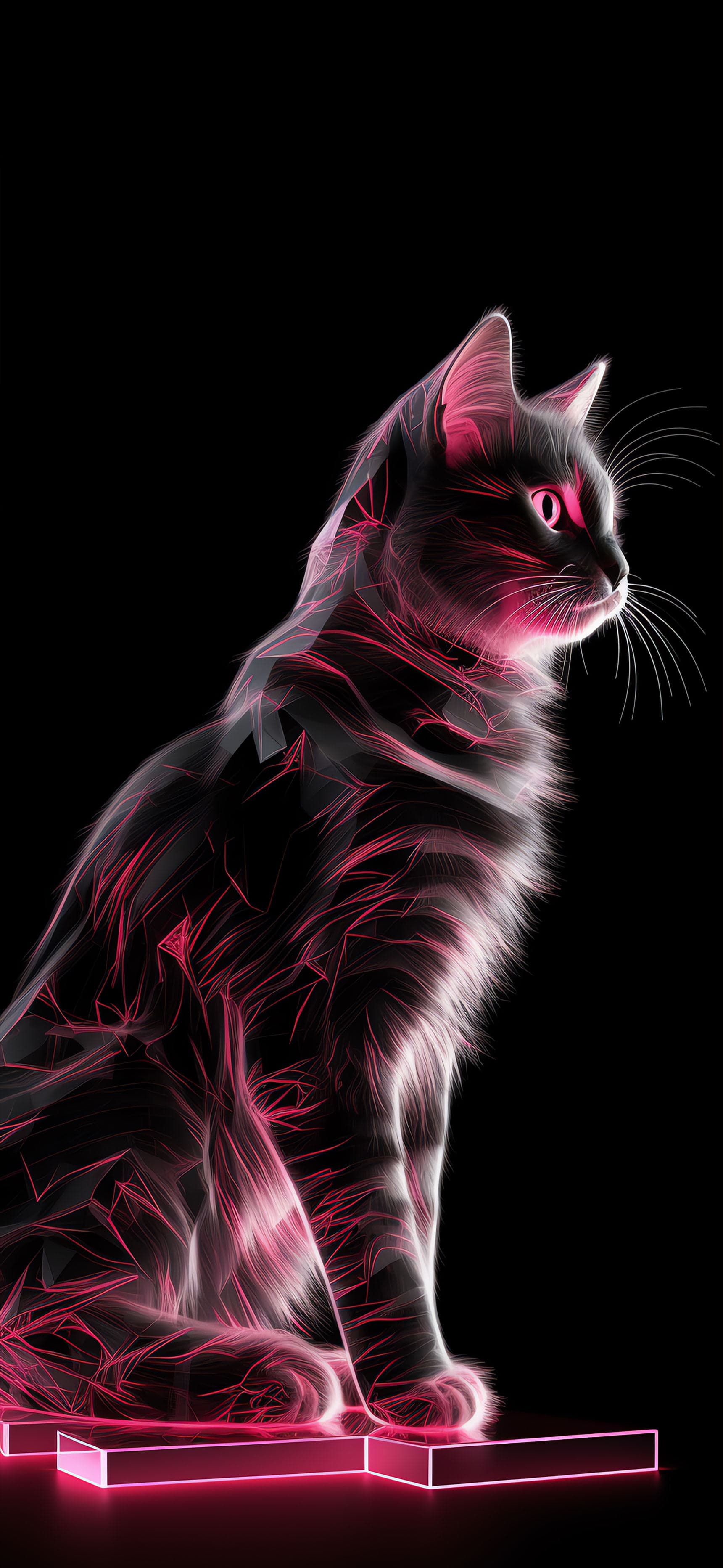 Neon Feline Gaze - Pro phone wallpaper