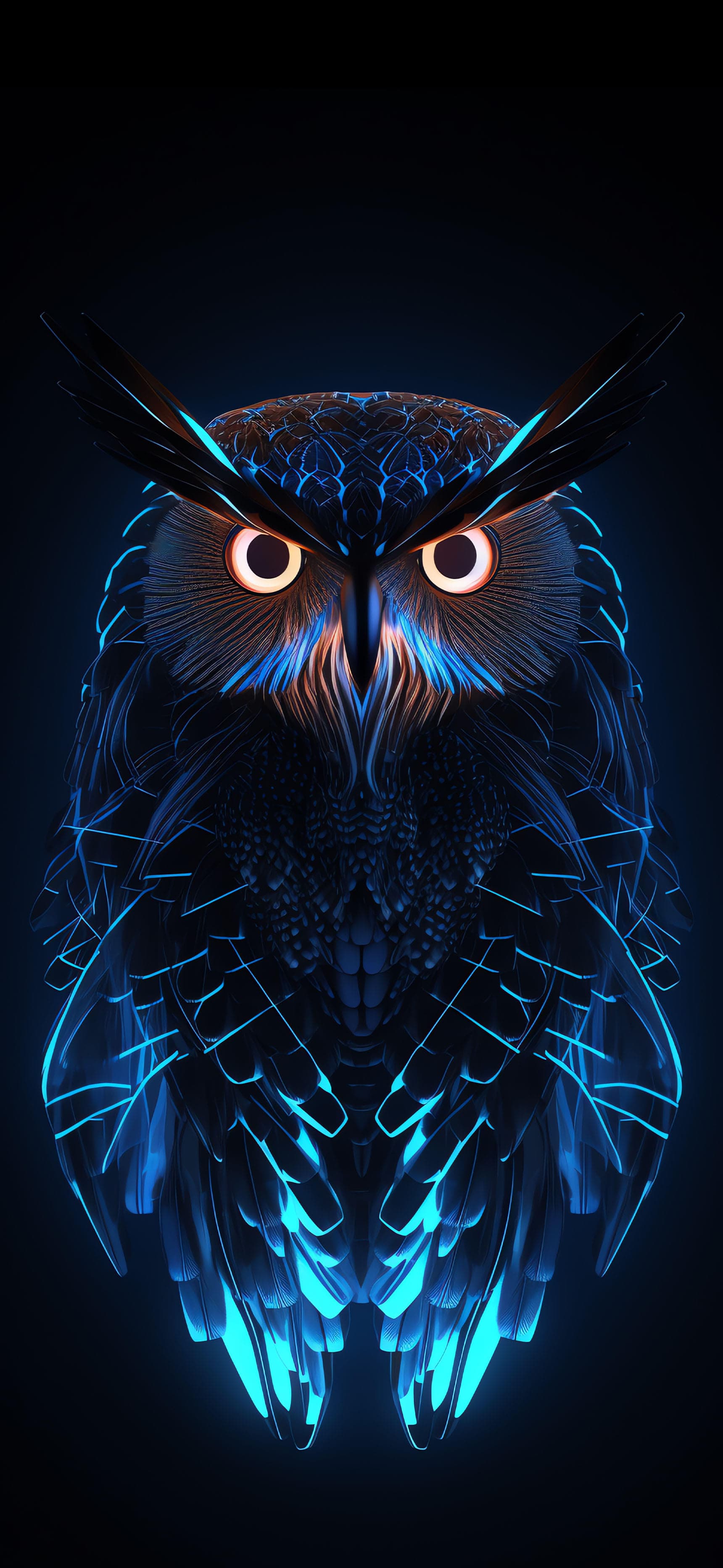 Neon Owl Gaze - Pro phone wallpaper
