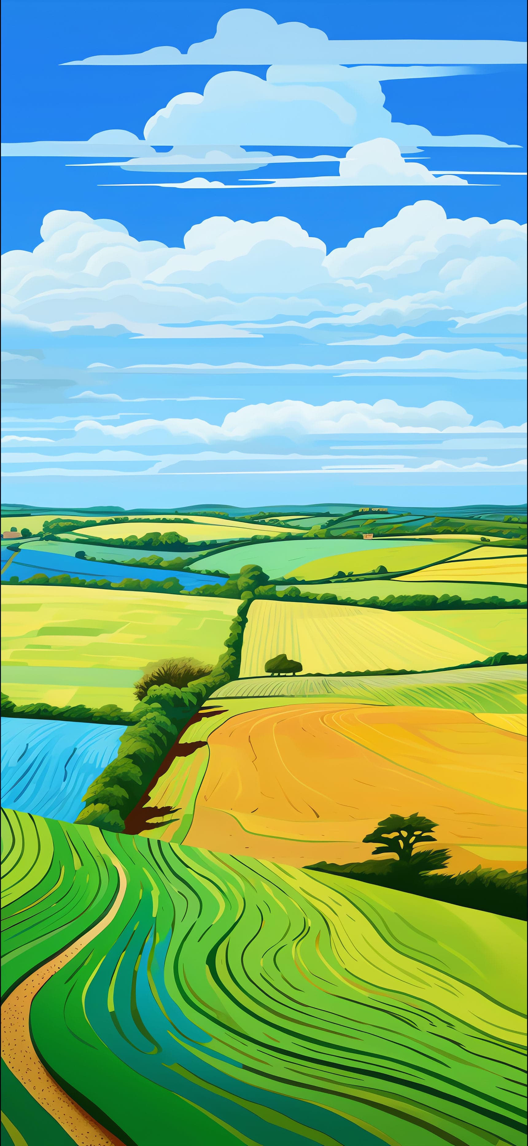 Pastoral Field Vista - Pro phone wallpaper