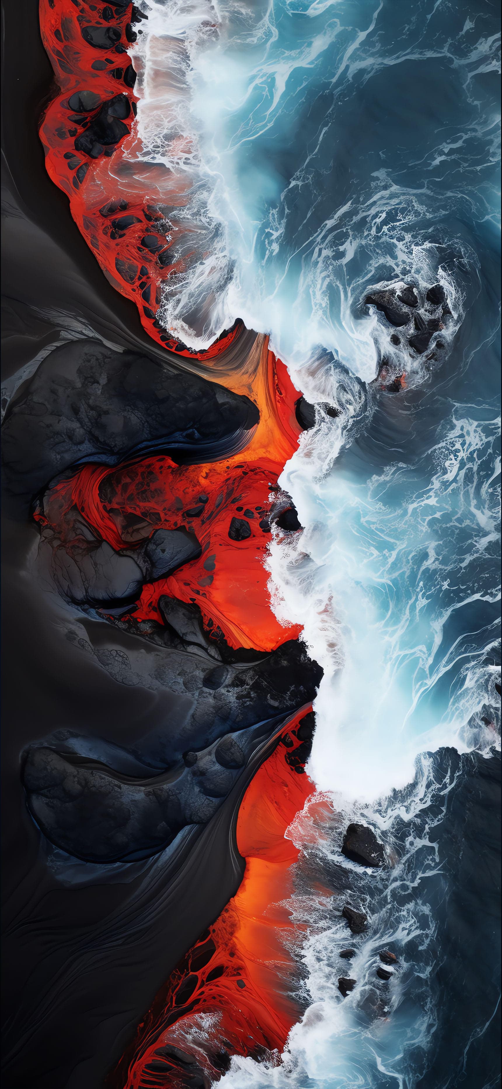 Volcanic Ocean Clash - Pro phone wallpaper