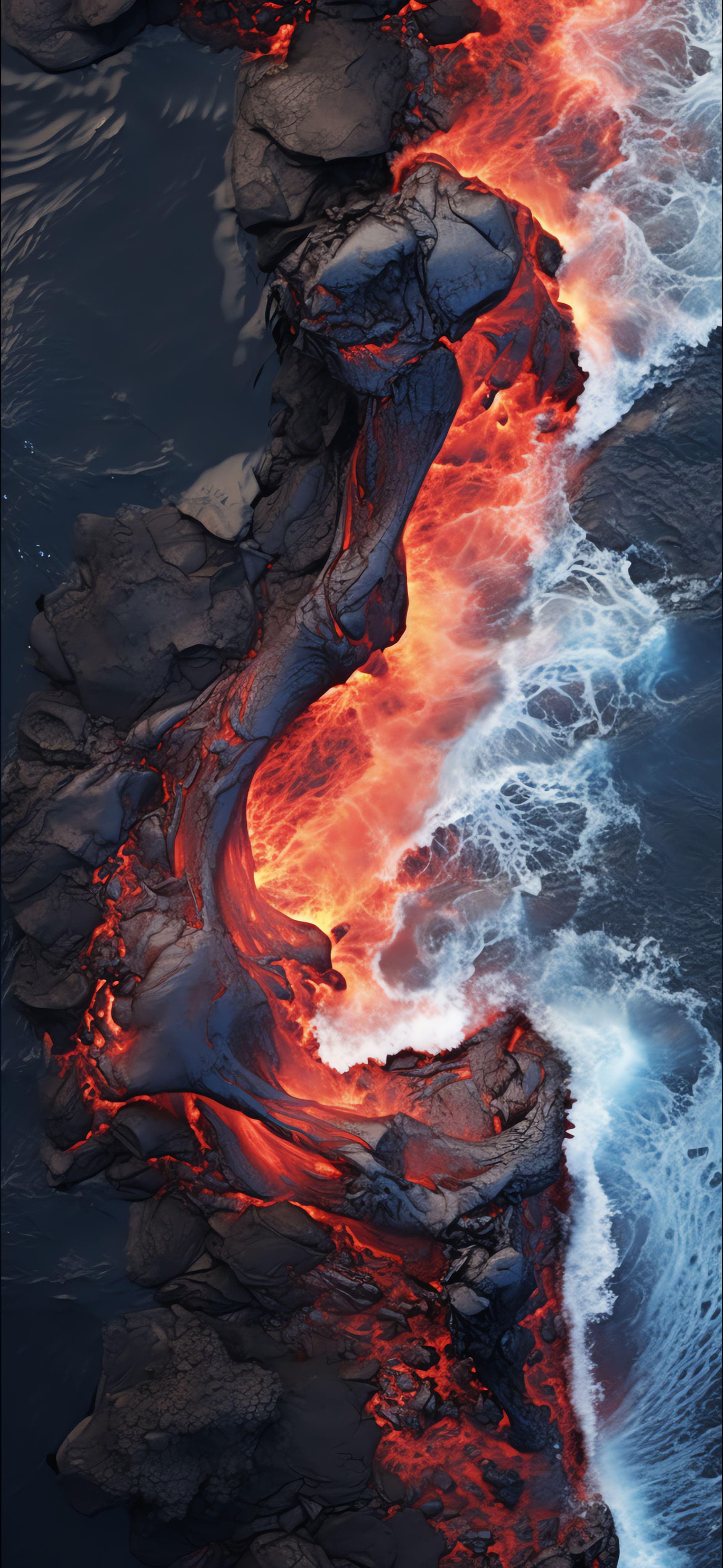 Volcanic Ocean Clash - Pro phone wallpaper