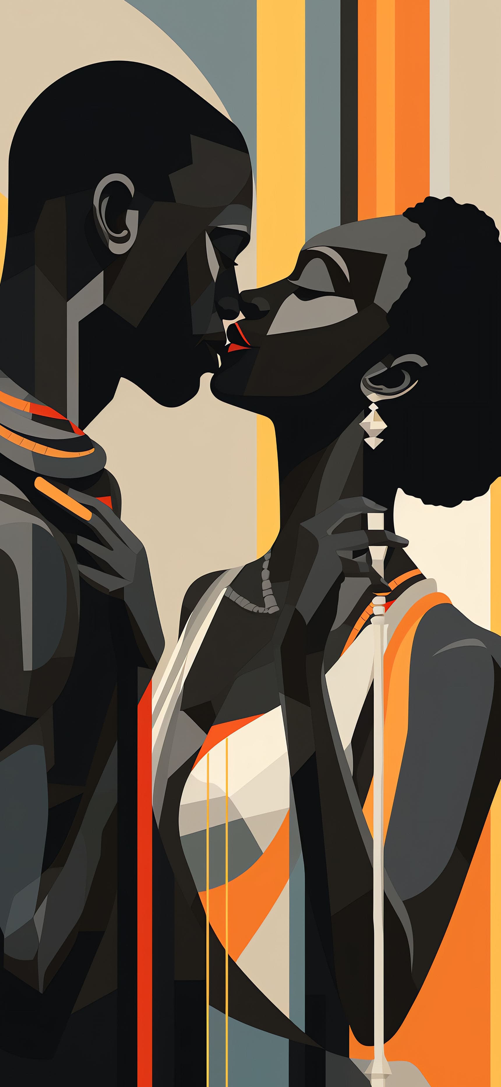 Abstract Lovers Kiss - Pro phone wallpaper