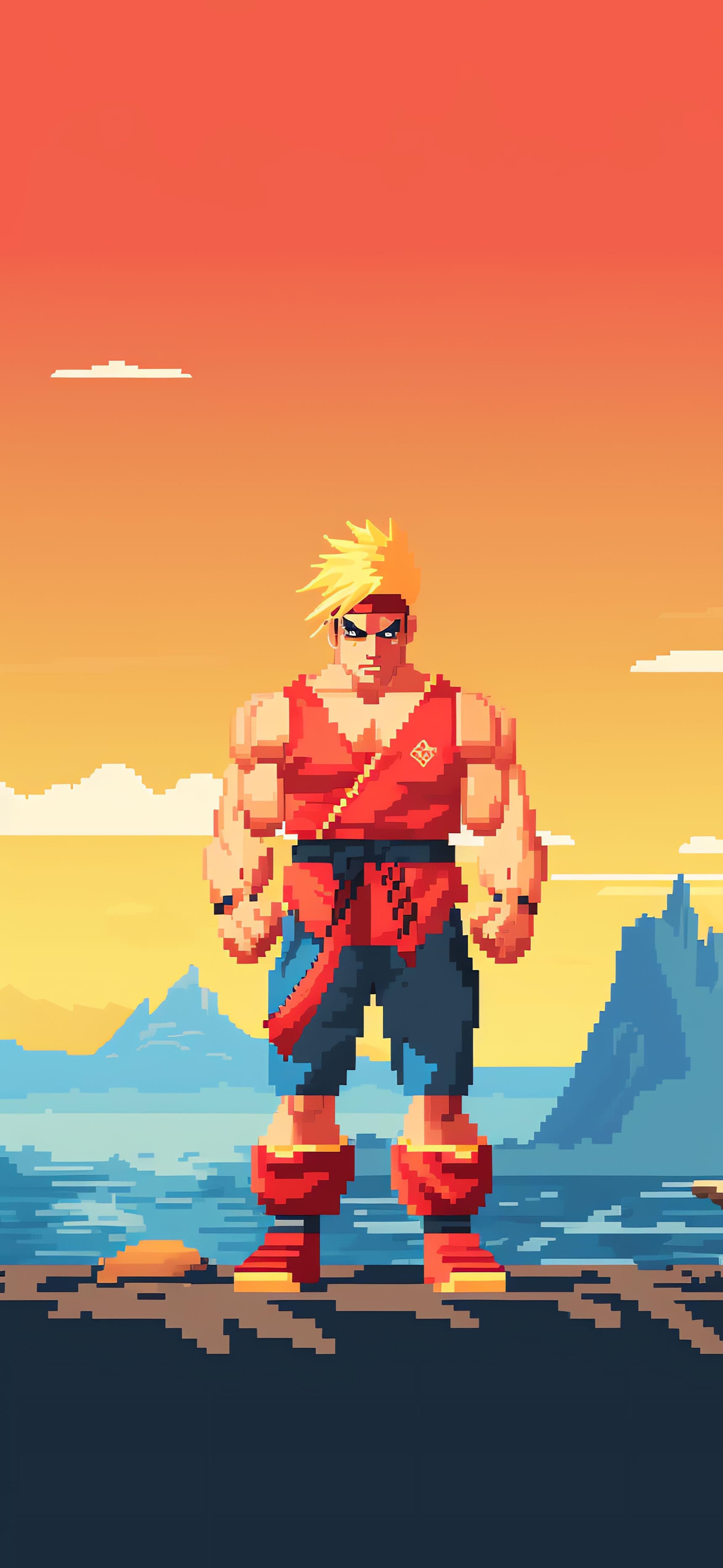 Pixelated Warrior Hero - Pro phone wallpaper