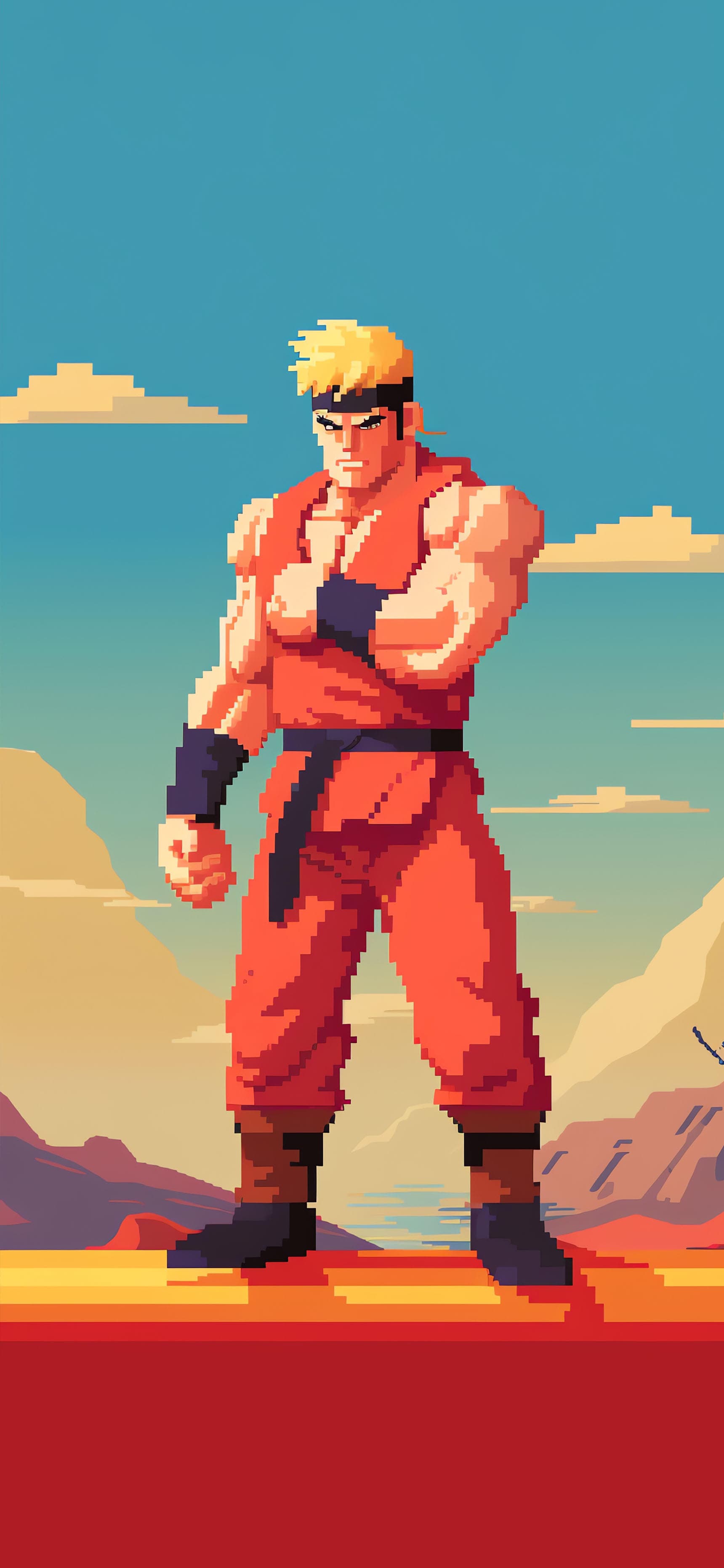Pixelated Fighter Stance - Pro phone wallpaper