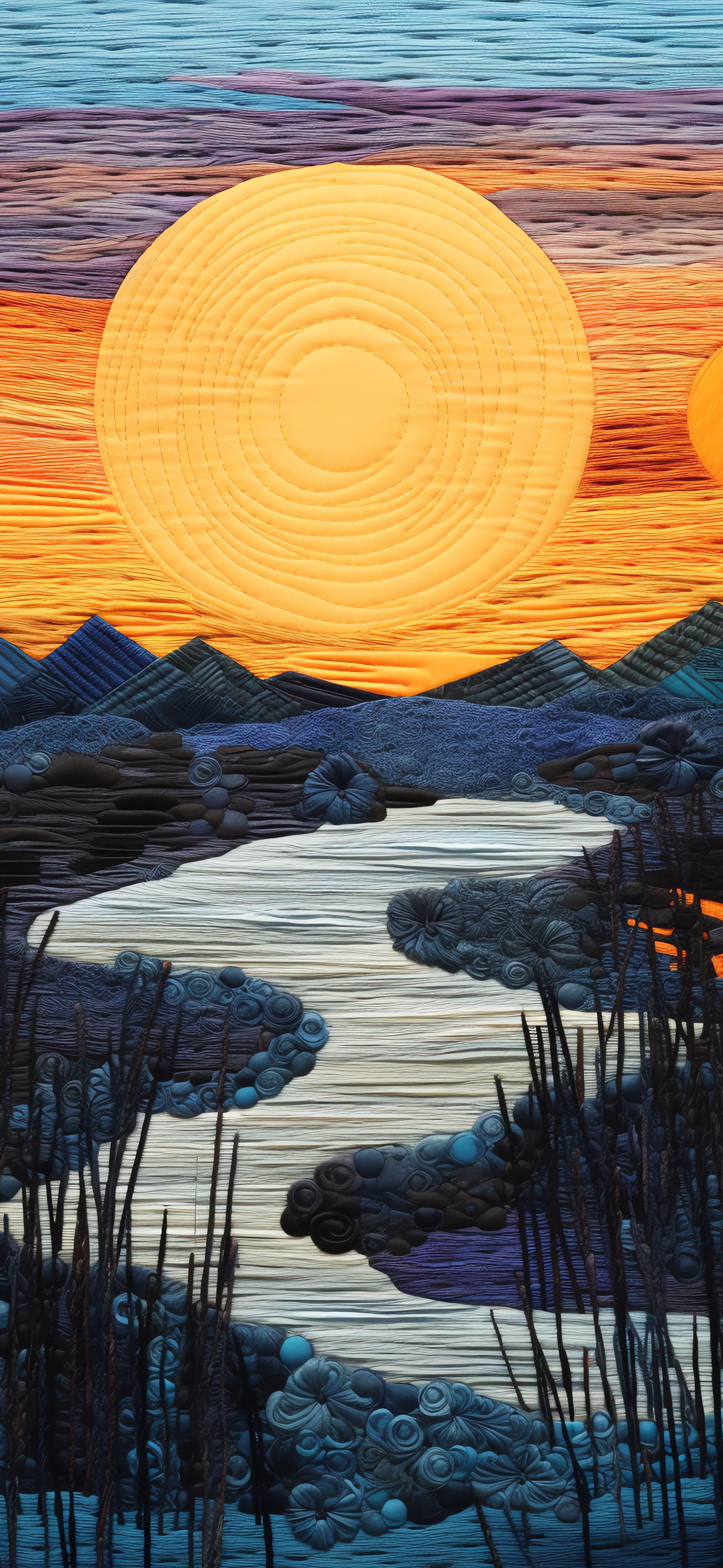 Textured Sunset Landscape - Pro phone wallpaper