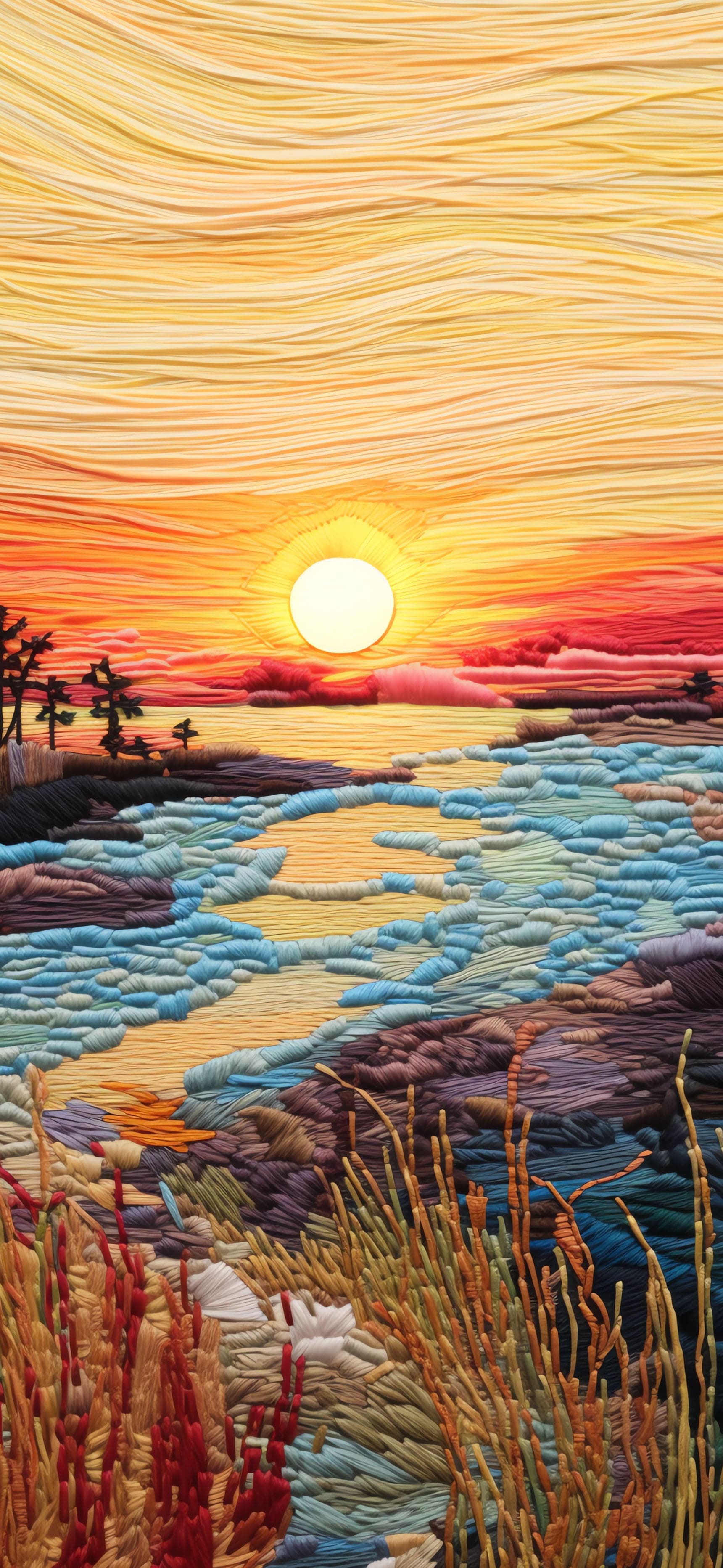 Sunset Fiber Art - Pro phone wallpaper