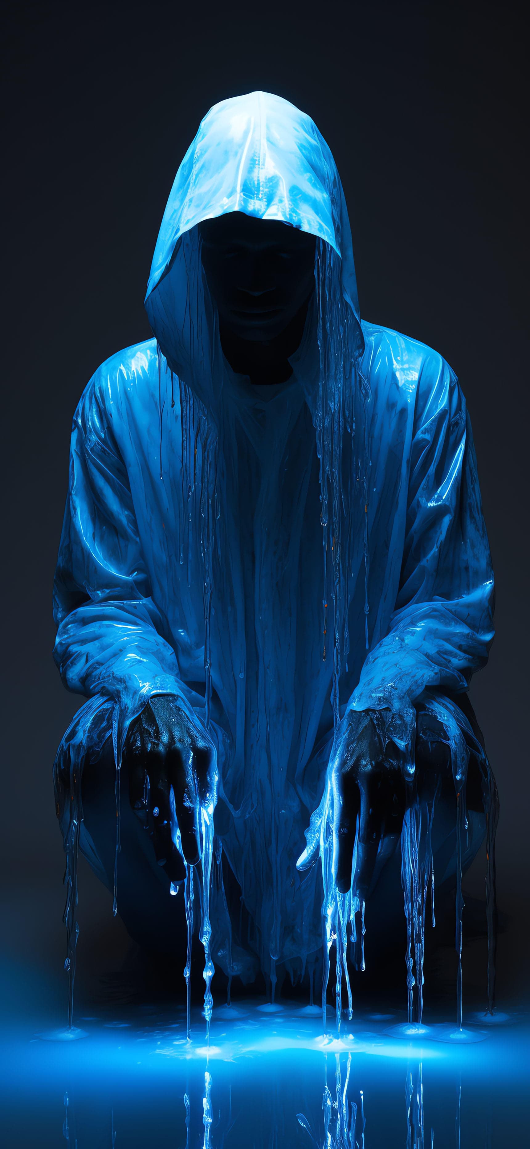 Dripping Blue Figure - Pro phone wallpaper