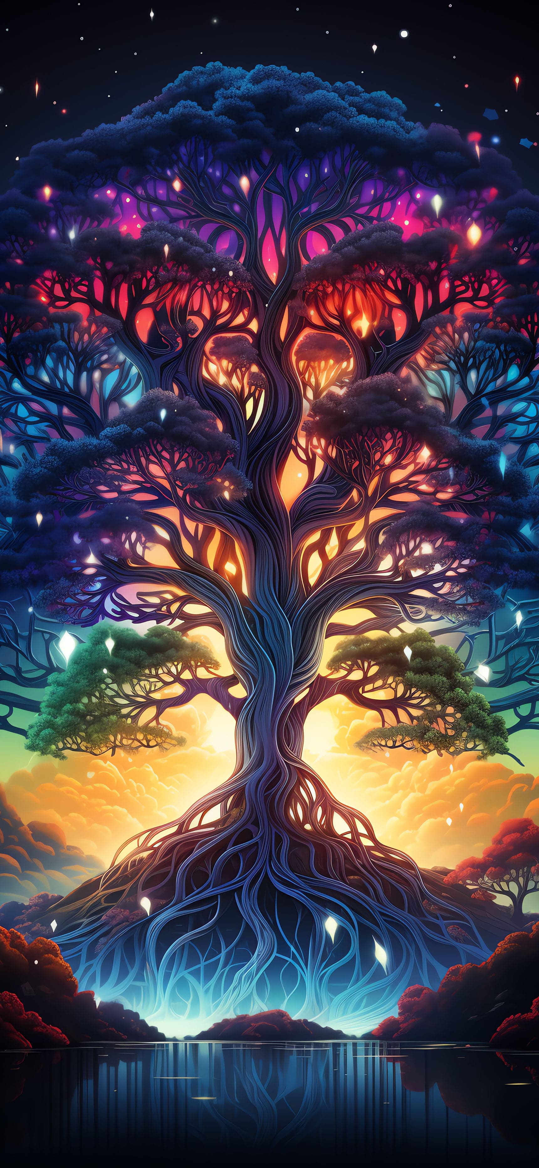 Celestial Tree Radiance - Pro phone wallpaper