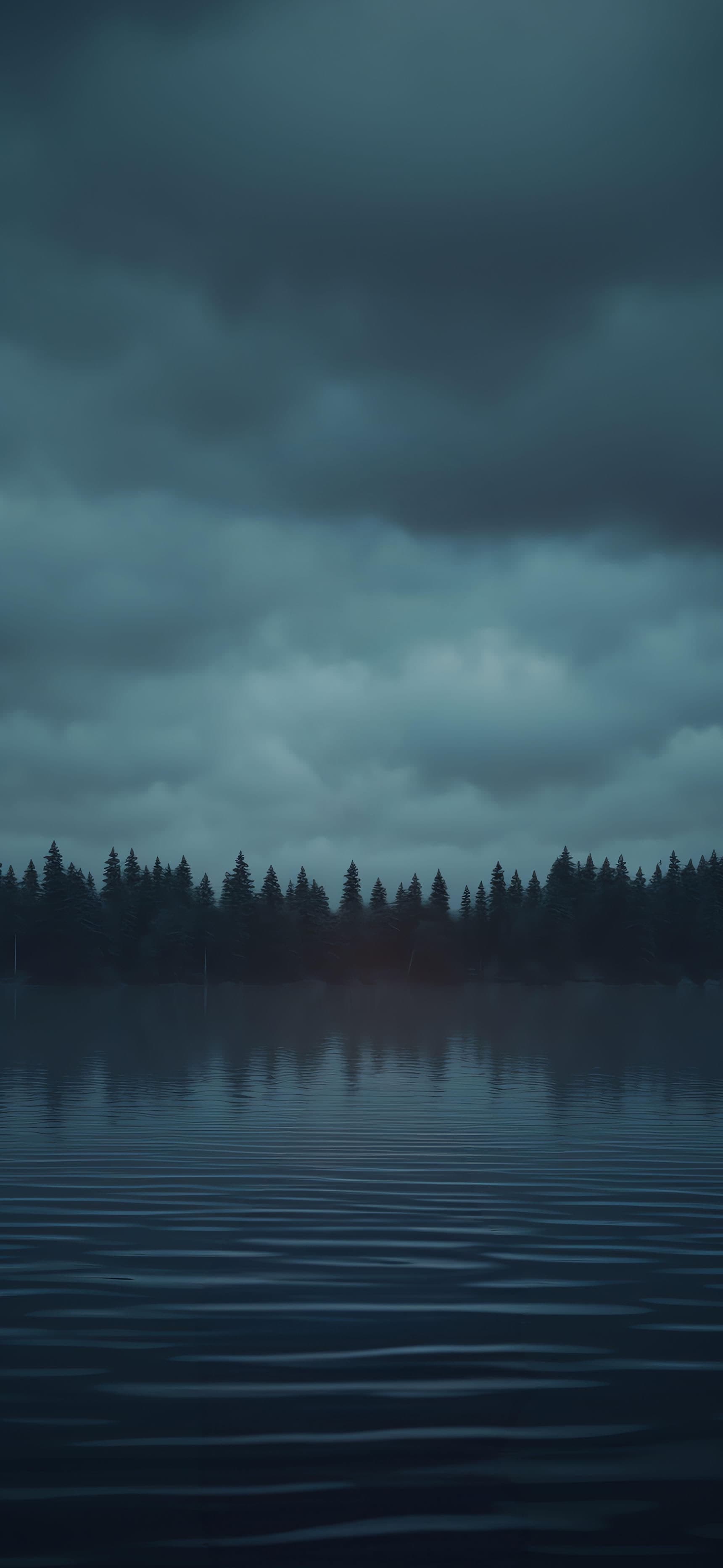 Gloomy Lake Forest - Pro phone wallpaper