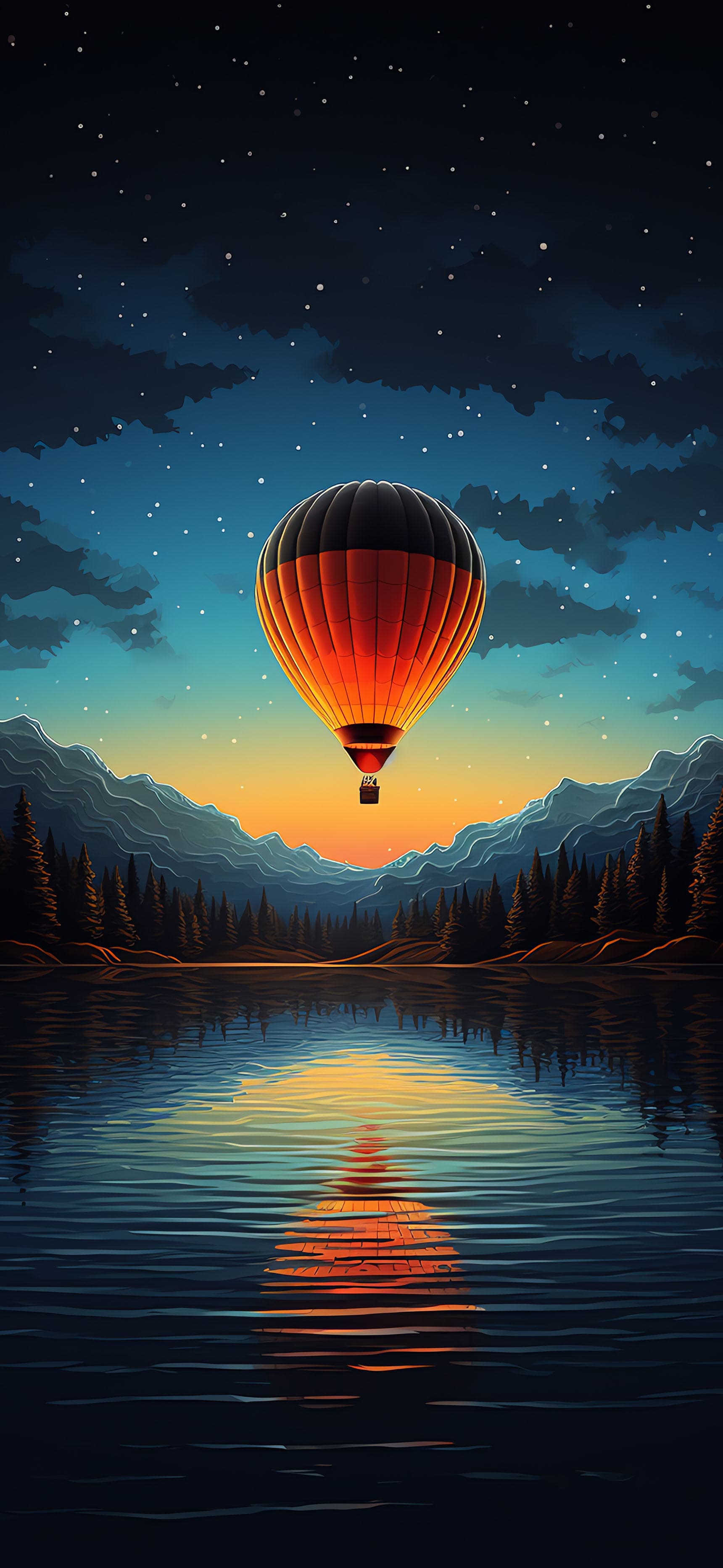 Balloon Lake Serenity - Pro phone wallpaper