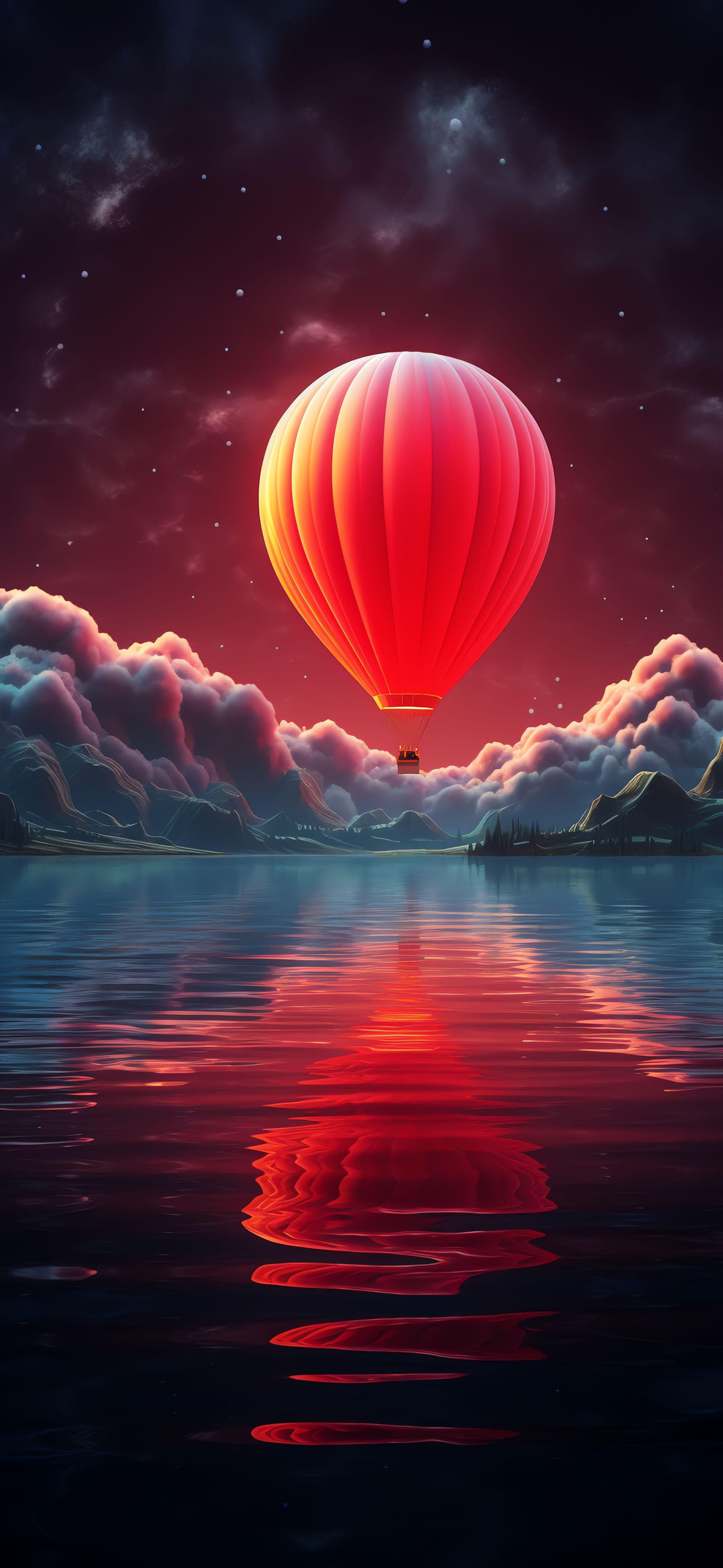 Crimson Balloon Reflection - Pro phone wallpaper