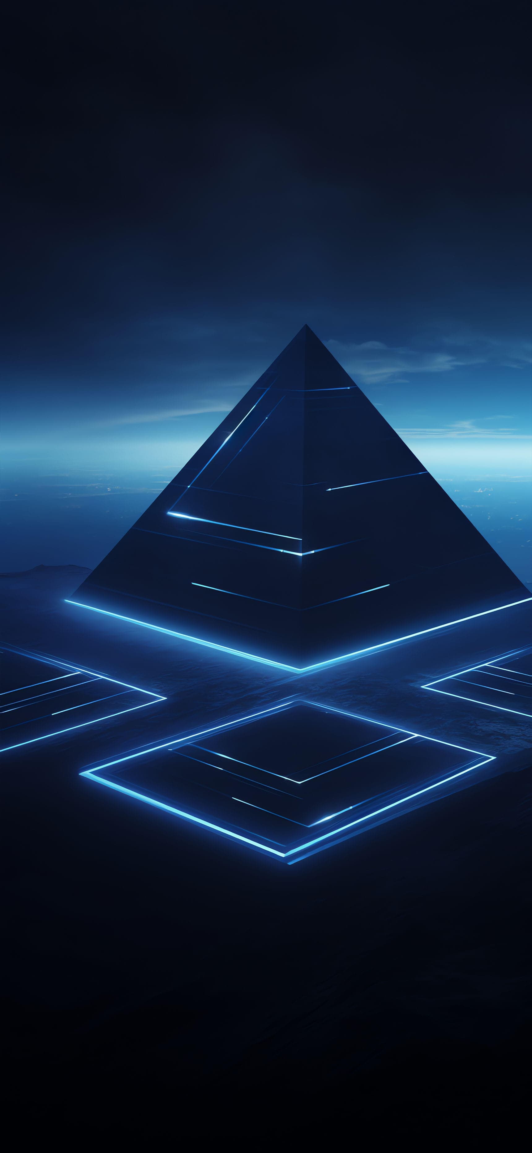 Glowing Pyramidscape - Pro phone wallpaper