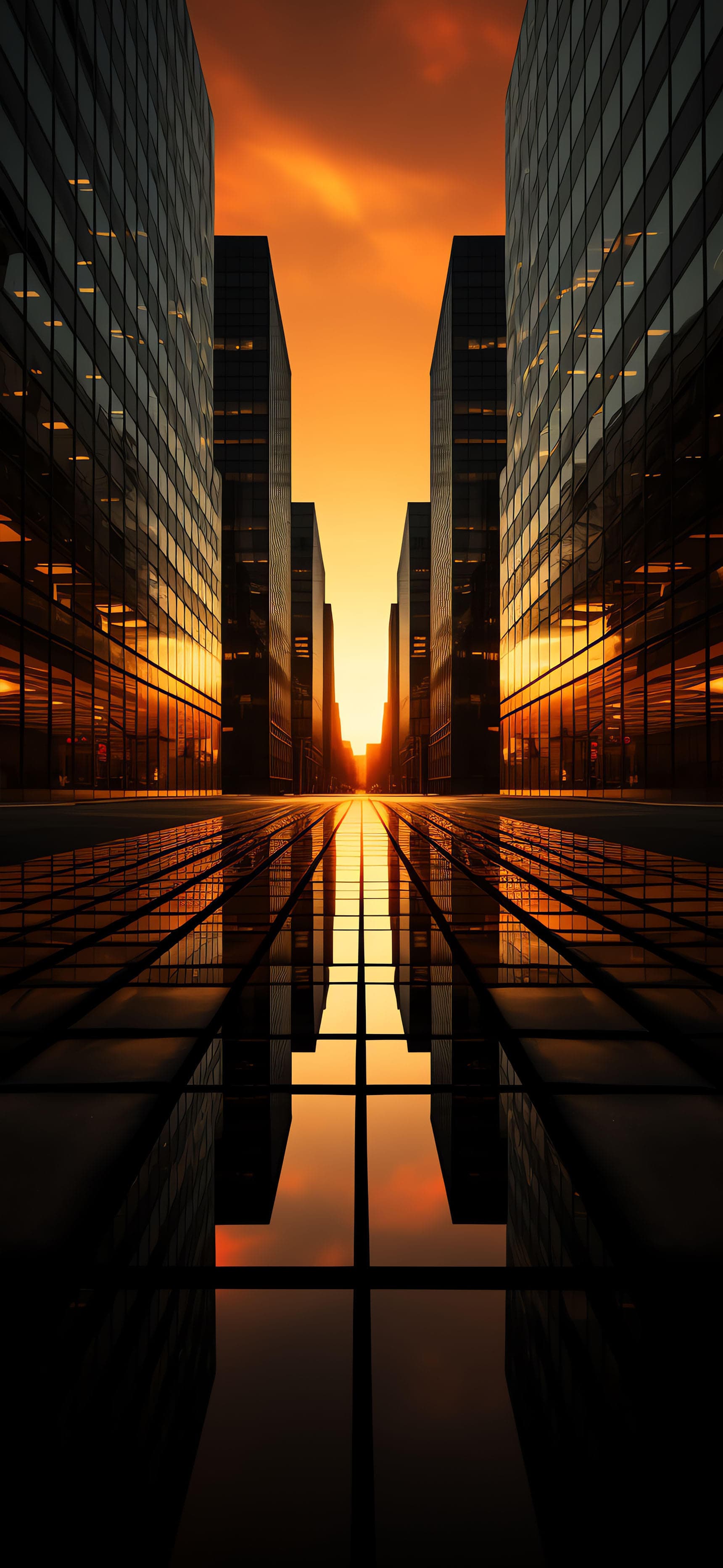 Urban Sunset Reflection - Pro phone wallpaper