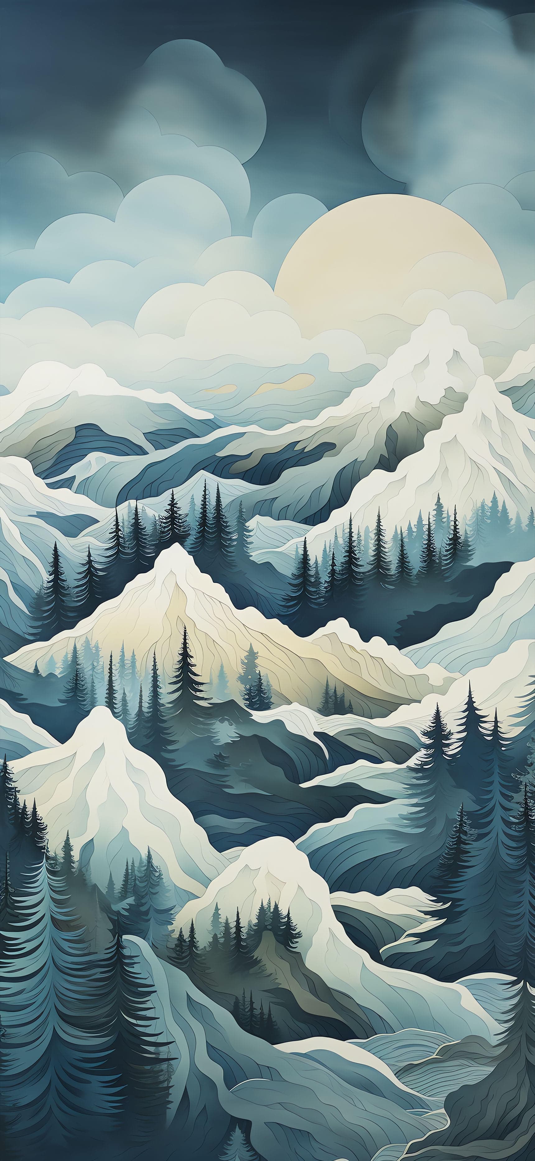 Icy Mountain Vista - Pro phone wallpaper