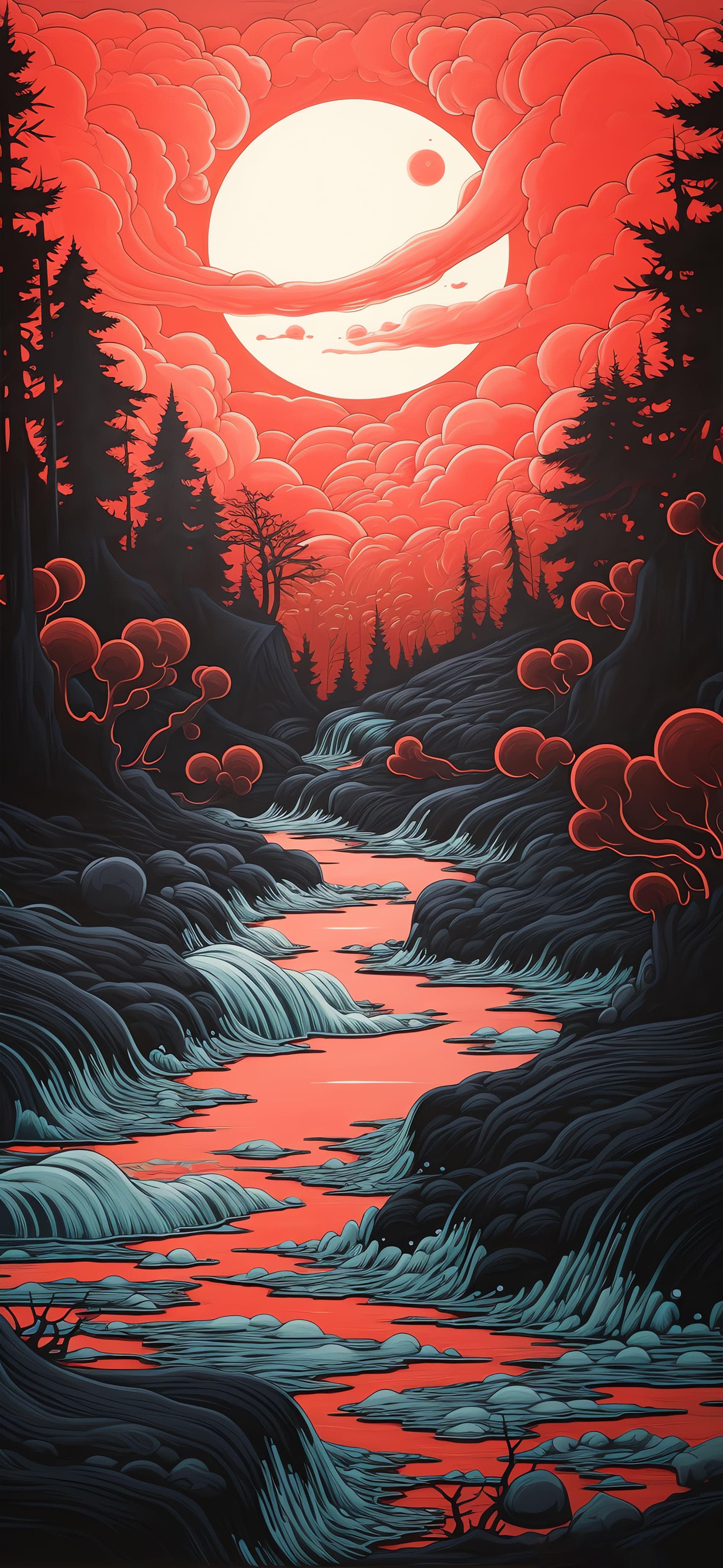 Crimson Forest River - Pro phone wallpaper