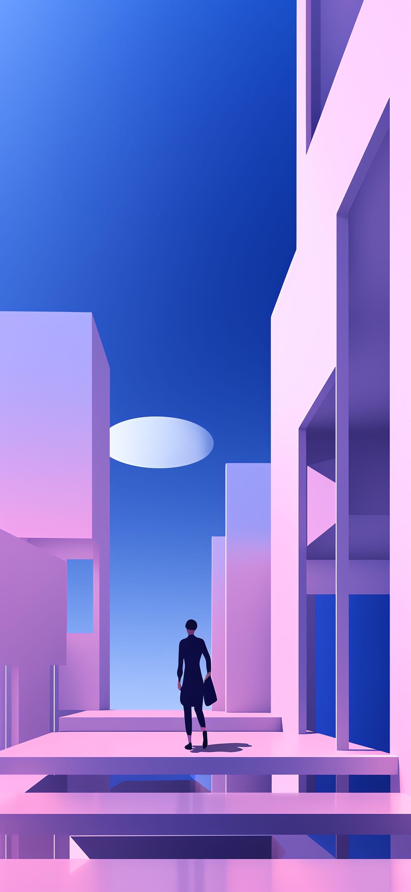 Minimalist City Walker - Pro phone wallpaper