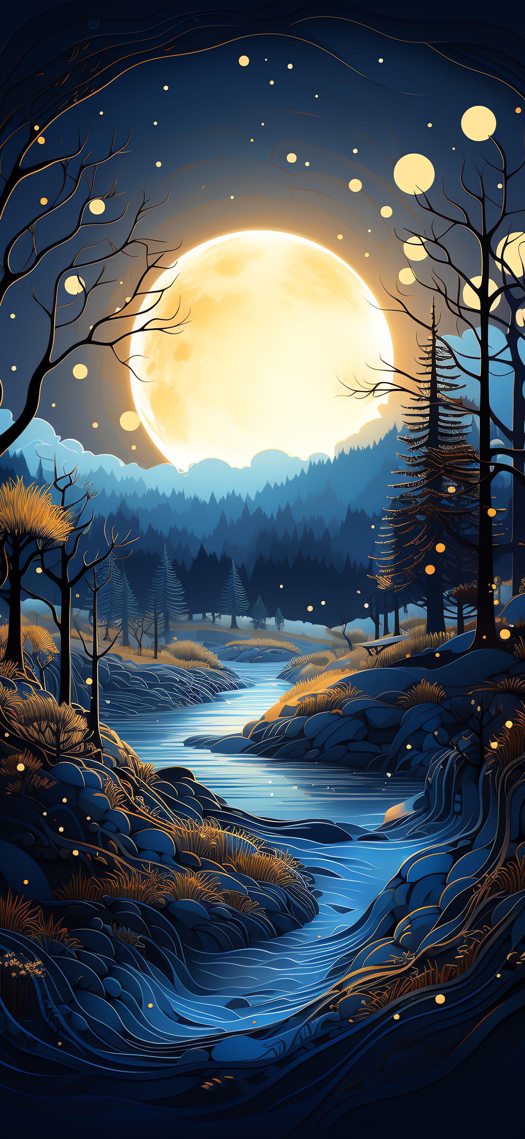 Glowing Moon River - Pro phone wallpaper