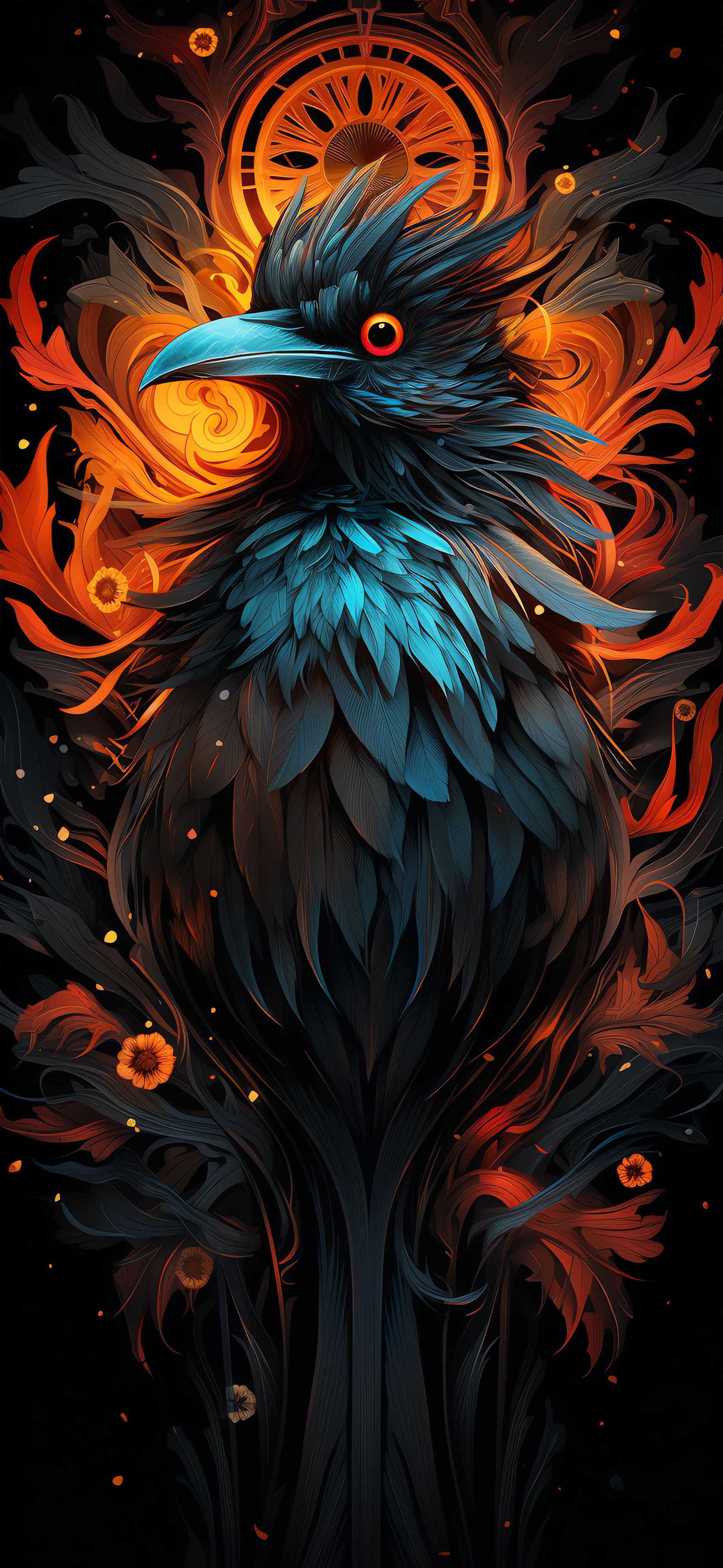 Fiery Phoenix Portrait - Pro phone wallpaper