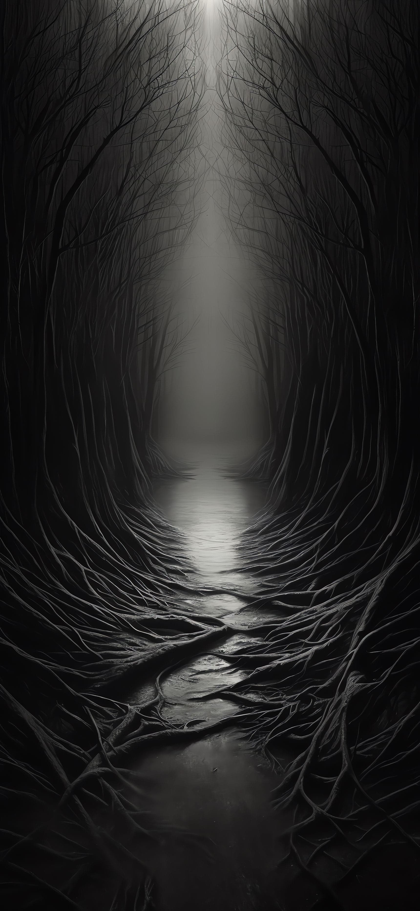 Eerie Forest Path - Pro phone wallpaper