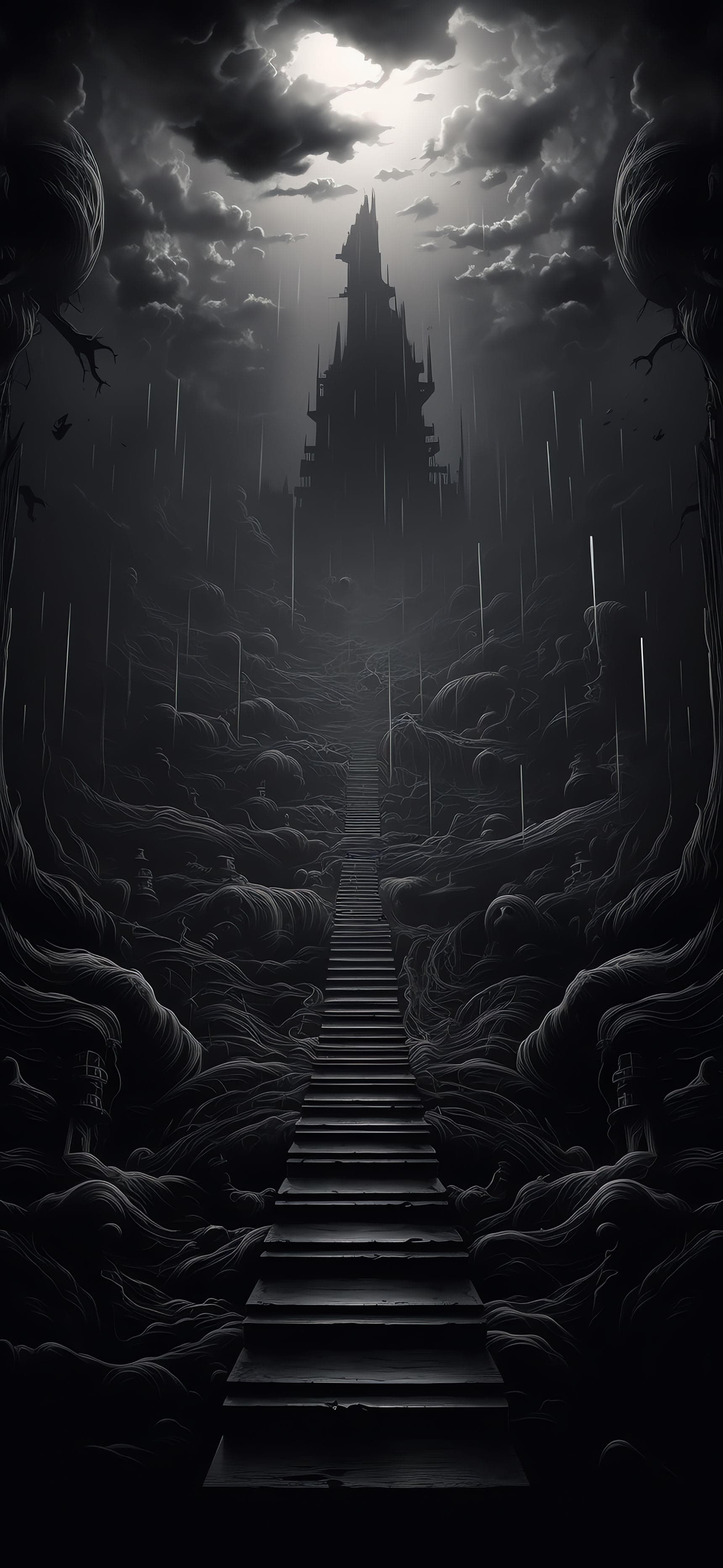 Dark Stairway Castle - Pro phone wallpaper