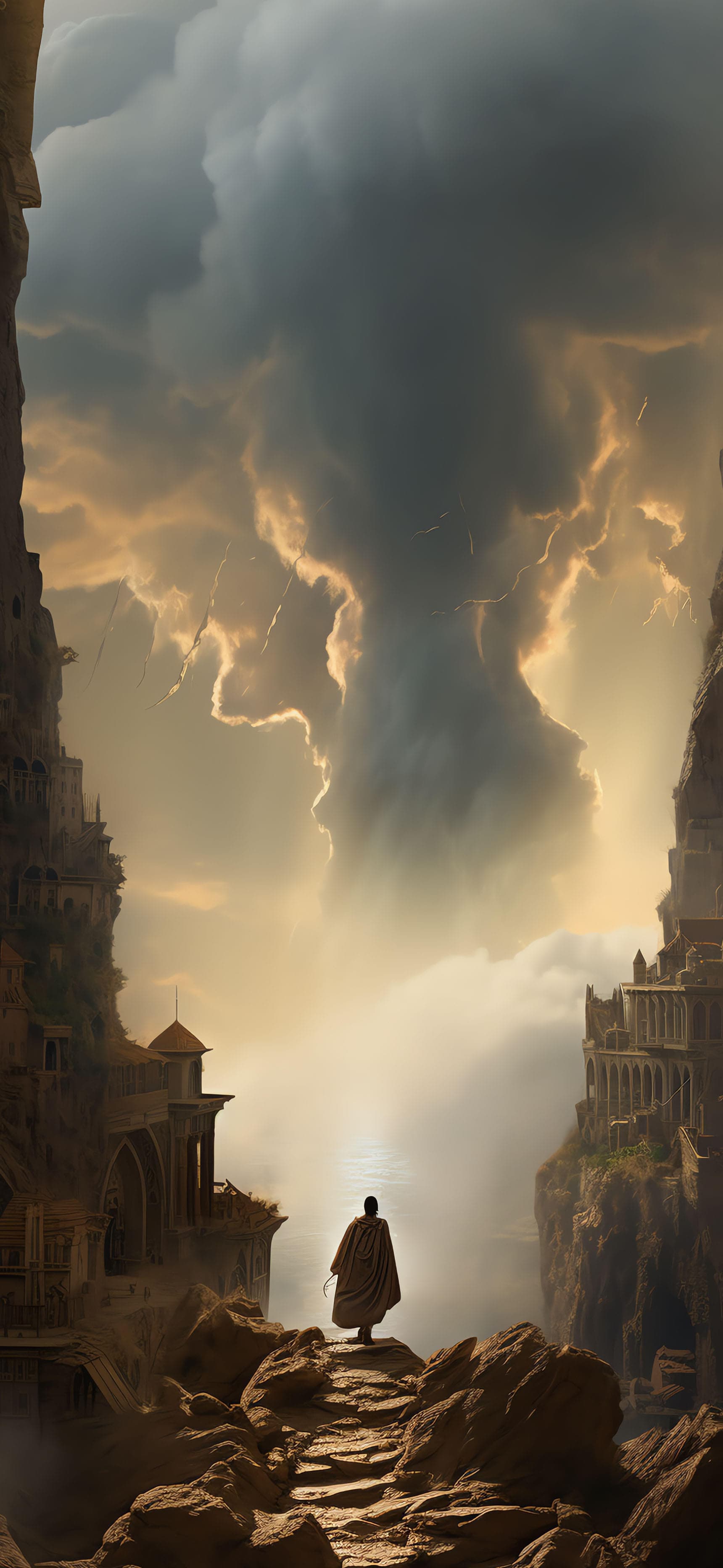 Mystical Canyon Wanderer - Pro phone wallpaper