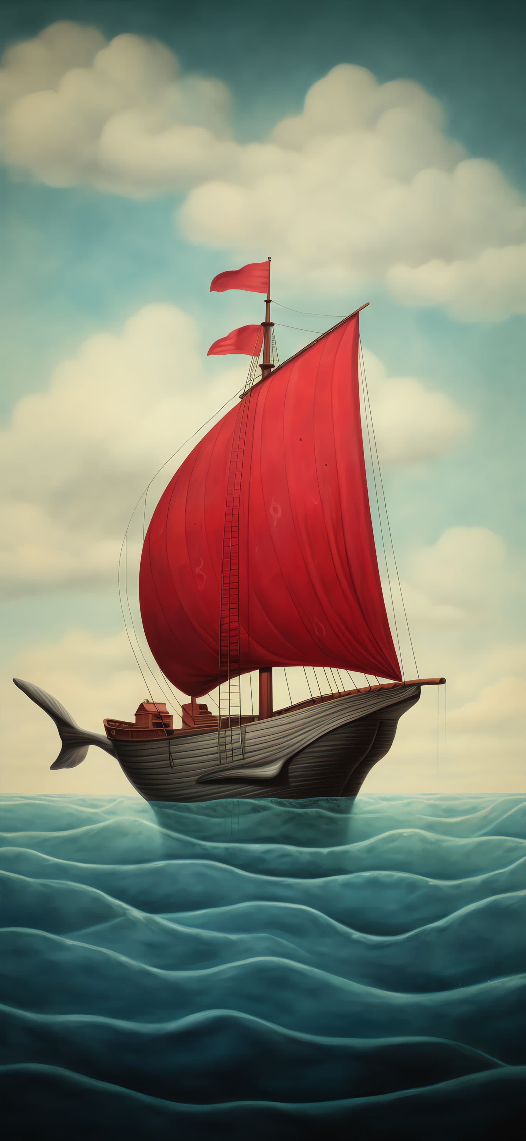 Whale Sailboat Art - Pro phone wallpaper