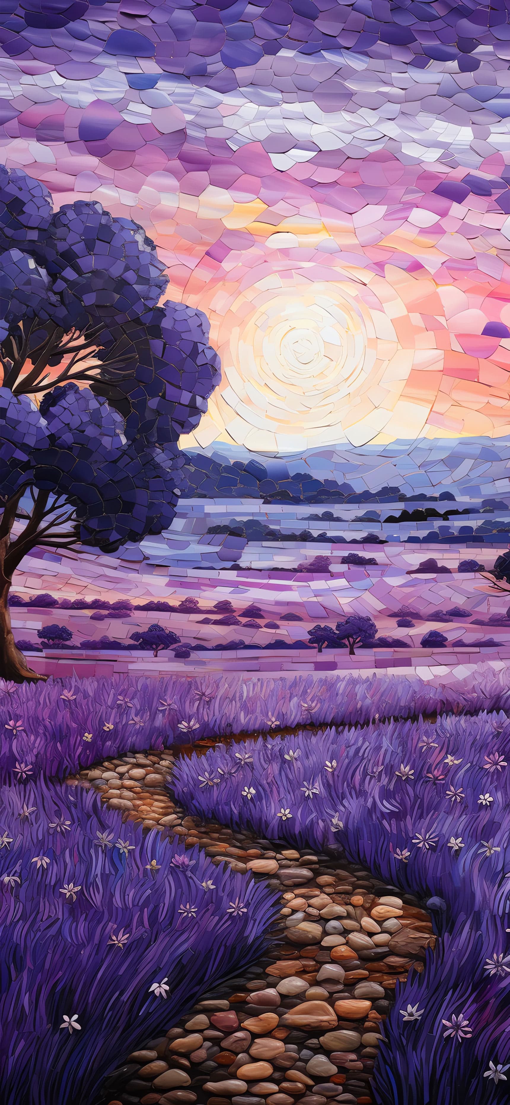 Lavender Field Sunset - Pro phone wallpaper