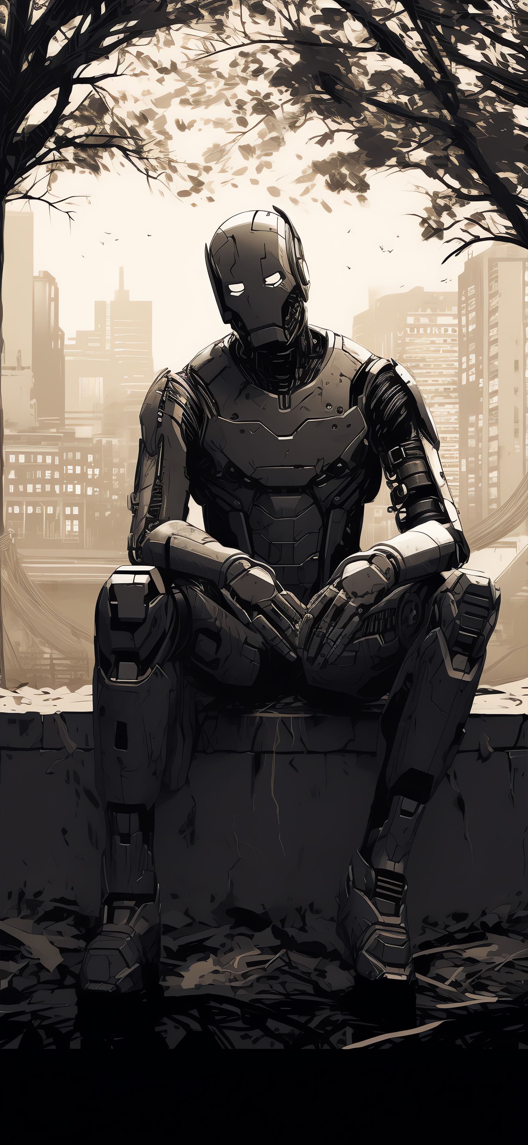 Pensive Android - Pro phone wallpaper