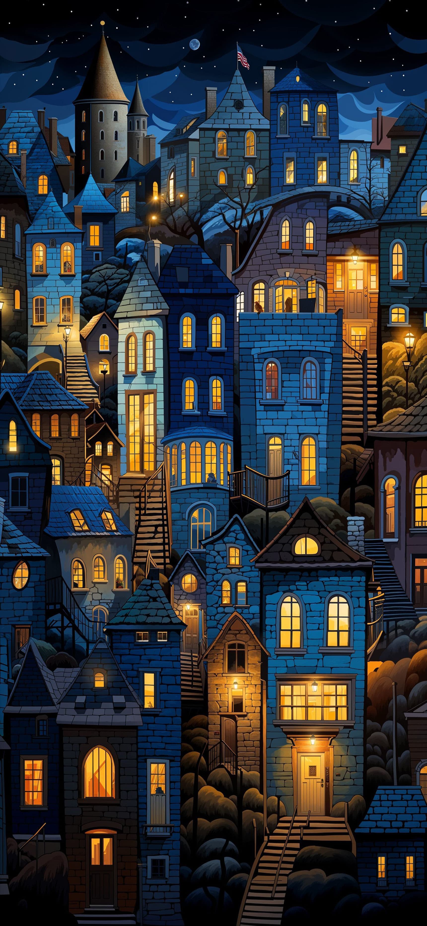 Nighttime Townscape View - Pro phone wallpaper