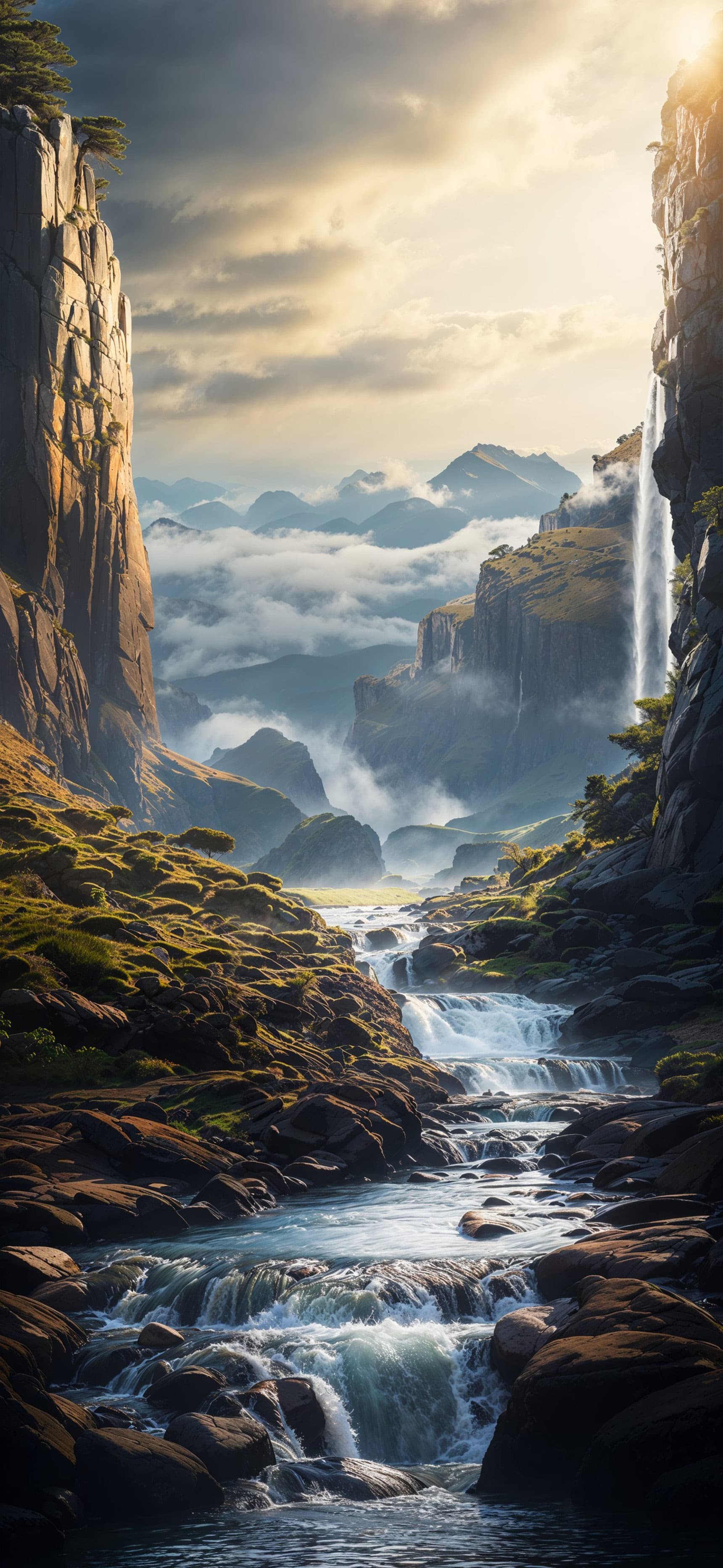 Mountain Stream Vista - Pro phone wallpaper