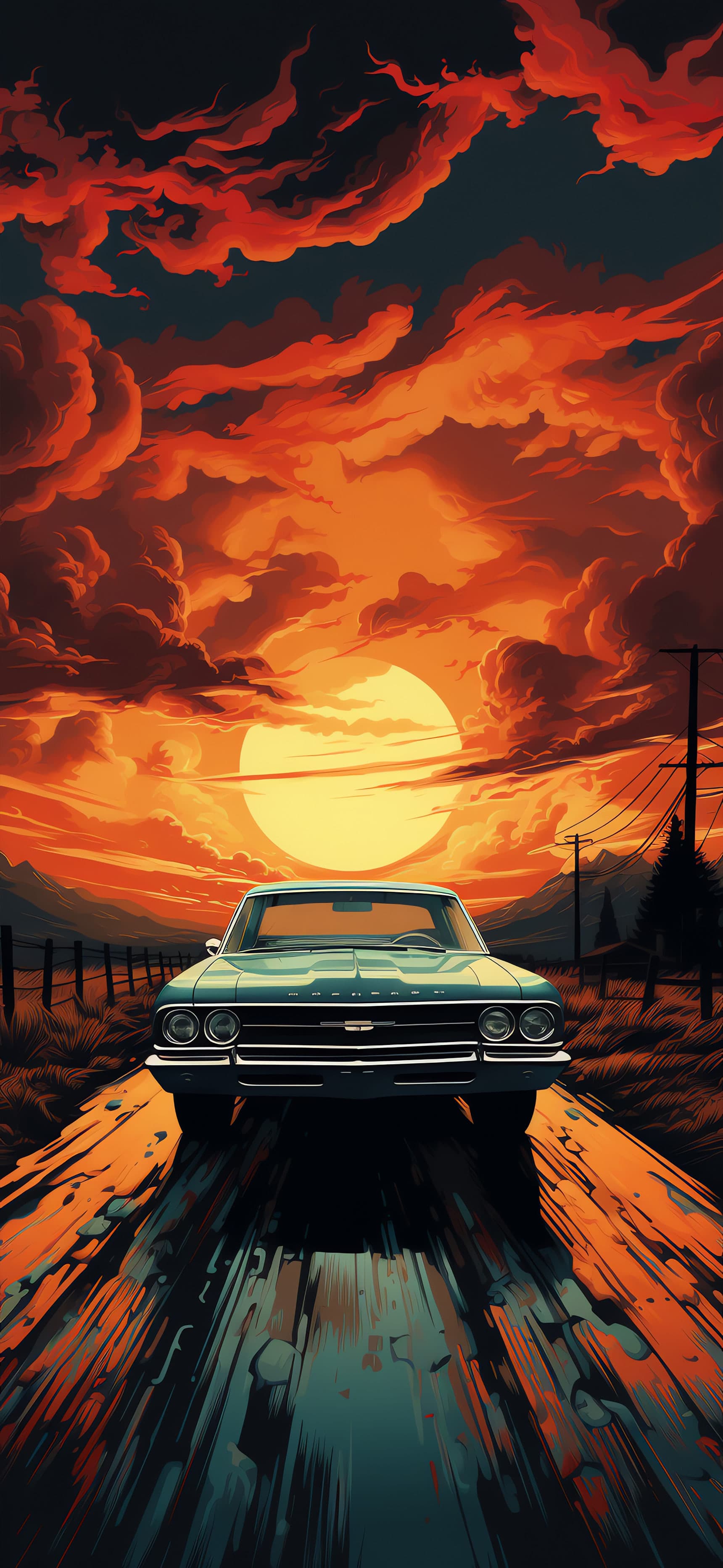 Vintage Sunset Ride - Pro phone wallpaper