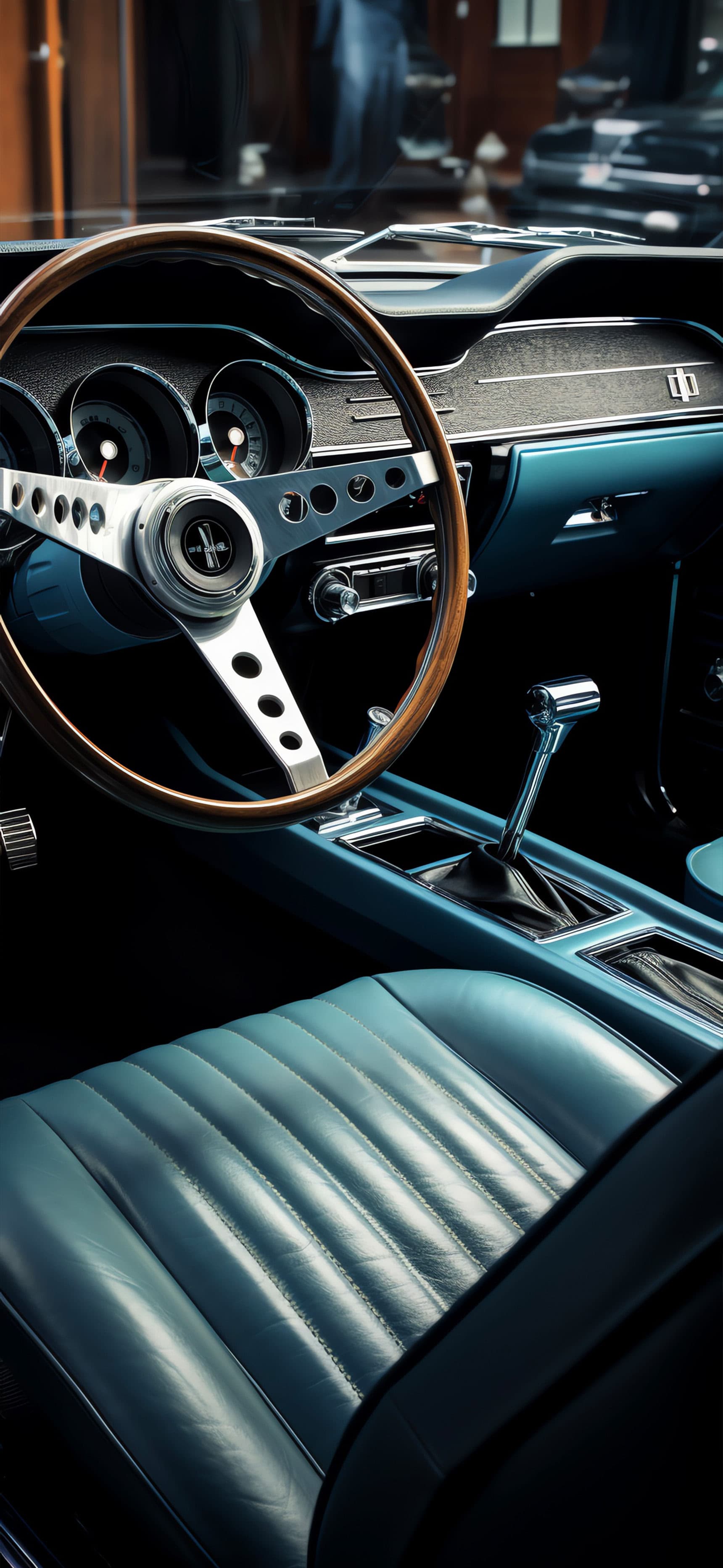 Teal Car Interior - Pro phone wallpaper
