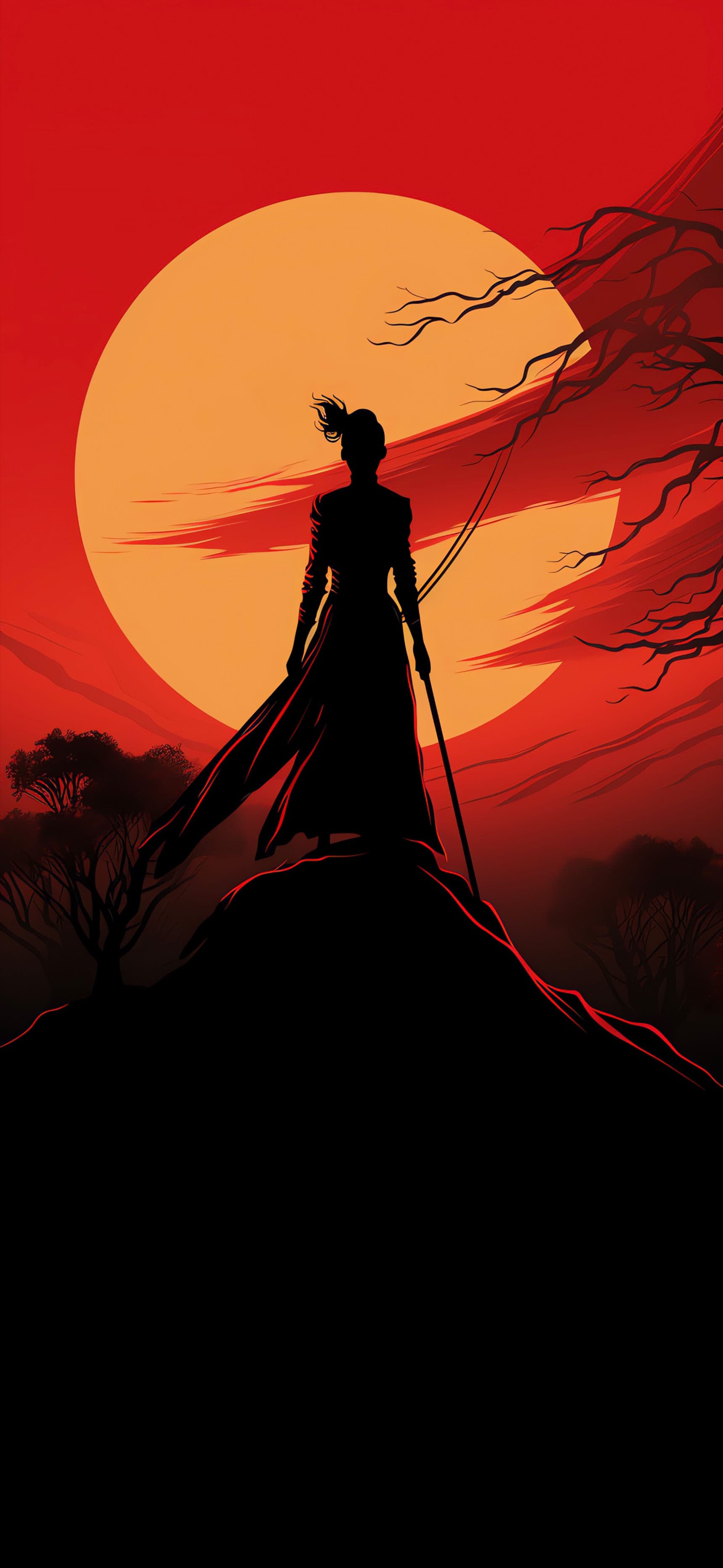Samurai Sunset - Pro phone wallpaper